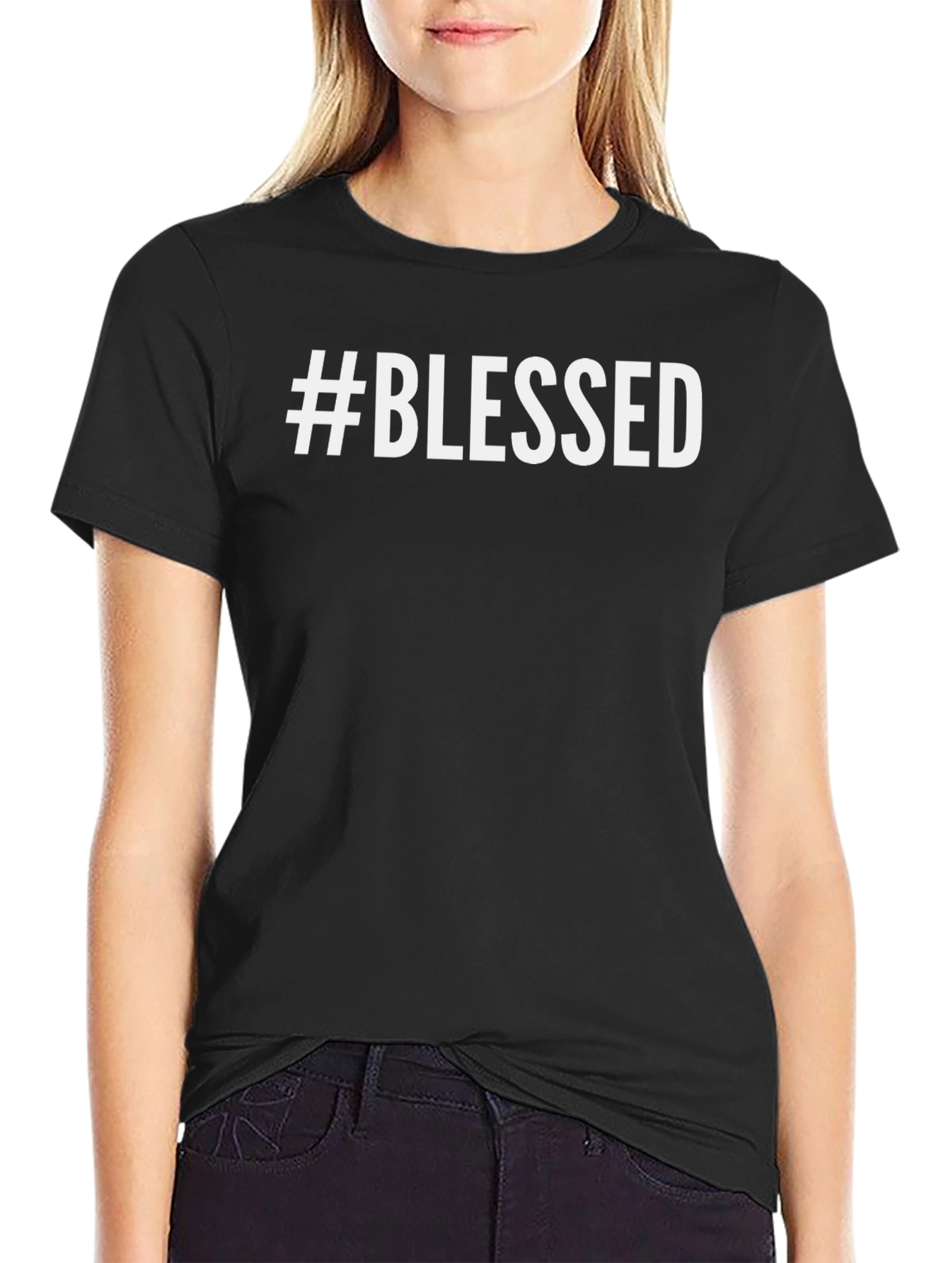 #Blessed Graphic T-Shirt - Casual Short Sleeve Tee