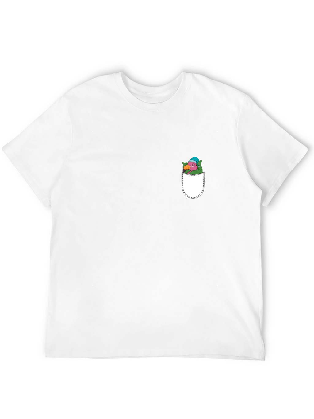 Cartoon Pocket Tee - Whimsical Bird Design