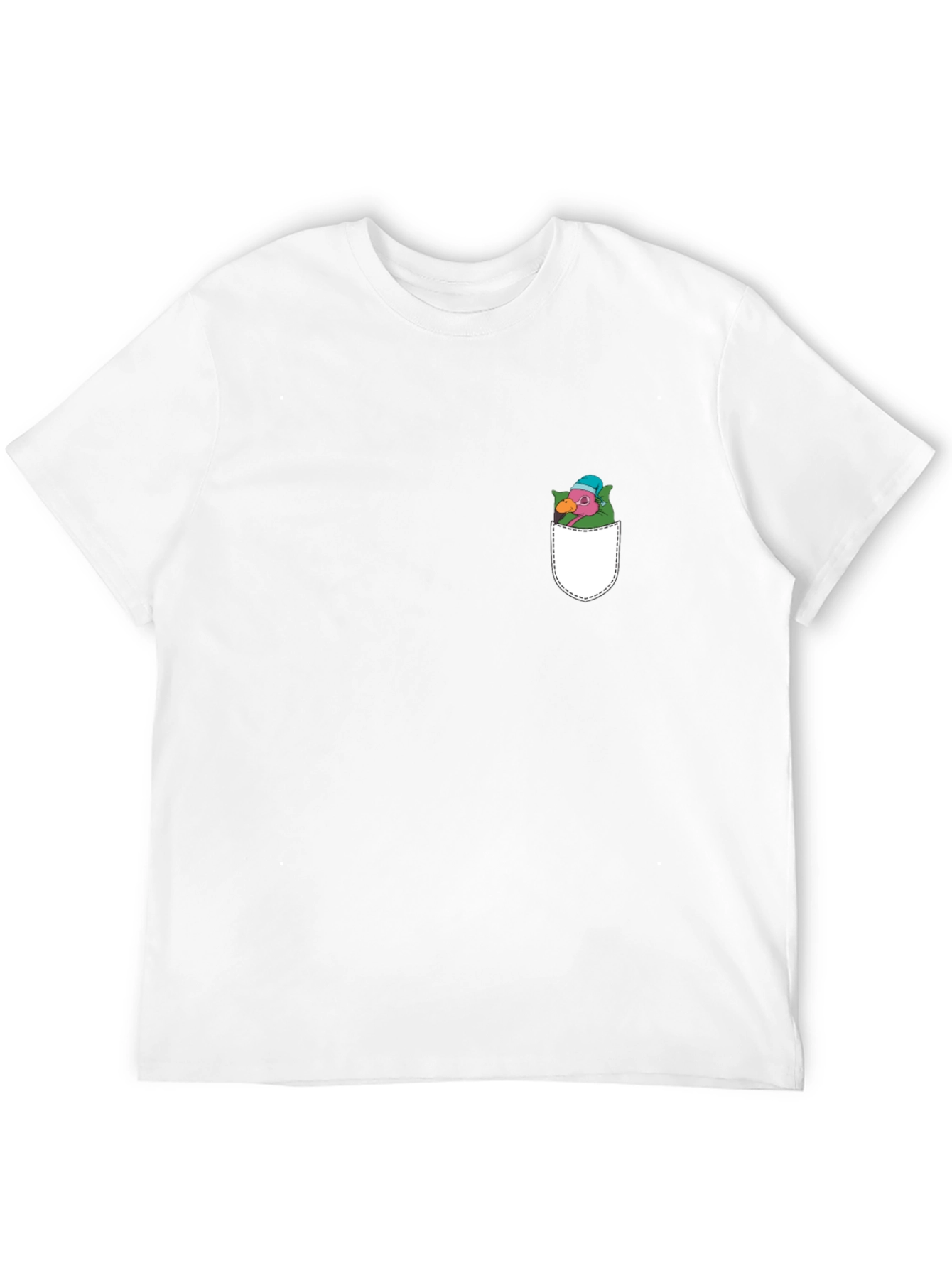 Cartoon Pocket Tee - Whimsical Bird Design