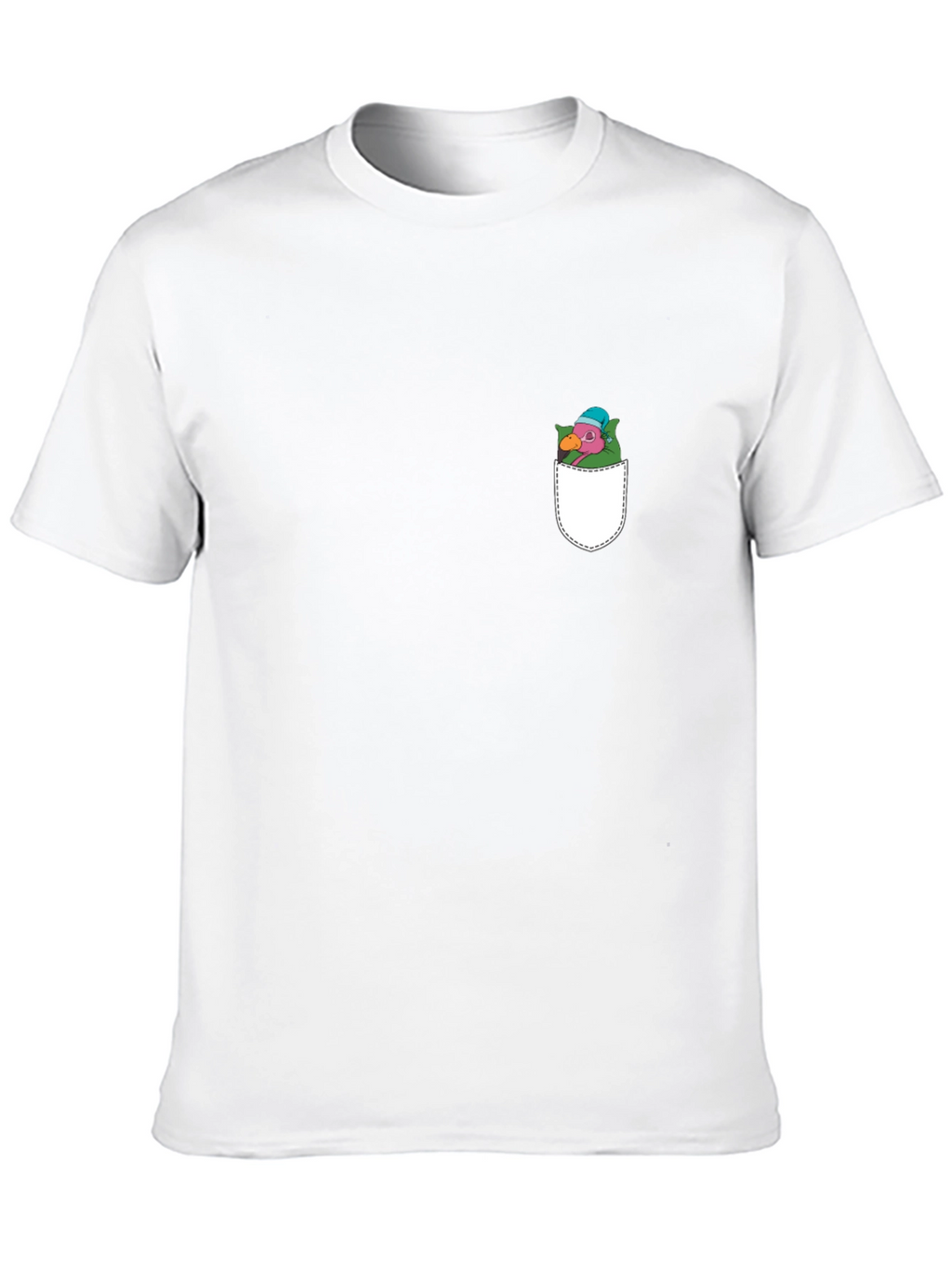 Cartoon Pocket Tee - Whimsical Bird Design