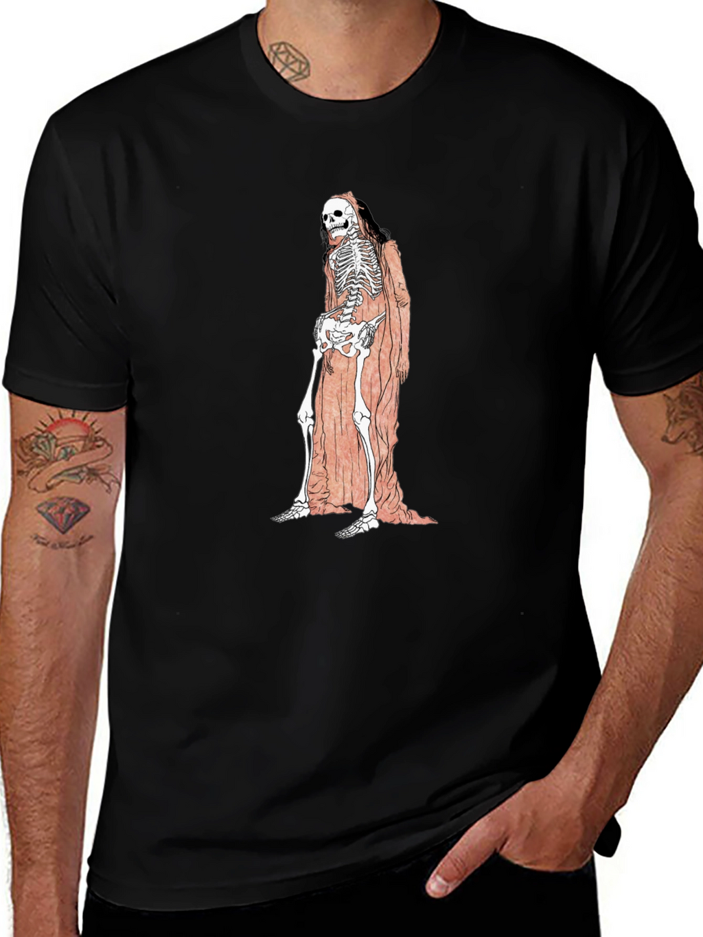 Grim Reaper Skeleton Graphic Tee - Unisex Black T-Shirt
