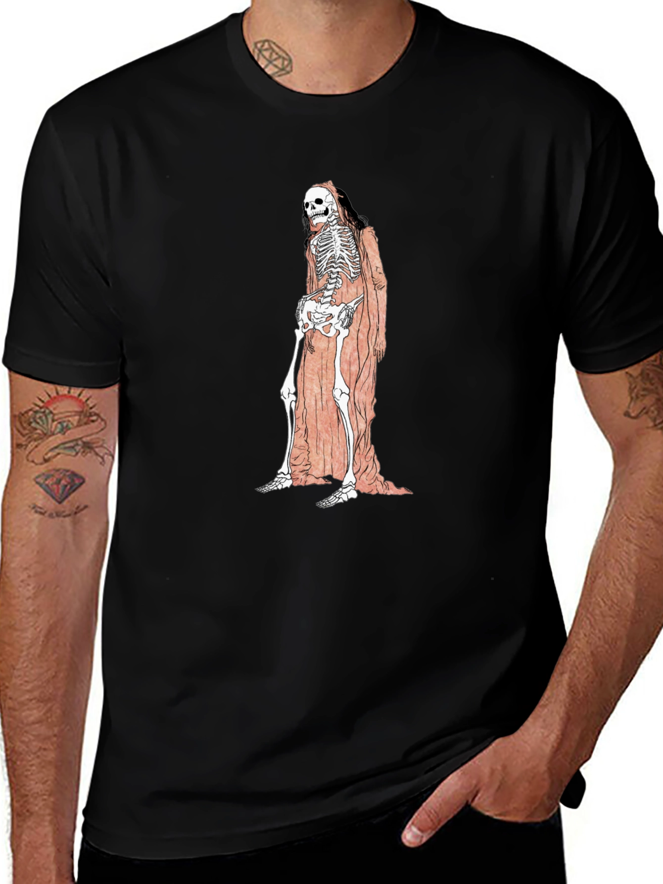 Grim Reaper Skeleton Graphic Tee - Unisex Black T-Shirt
