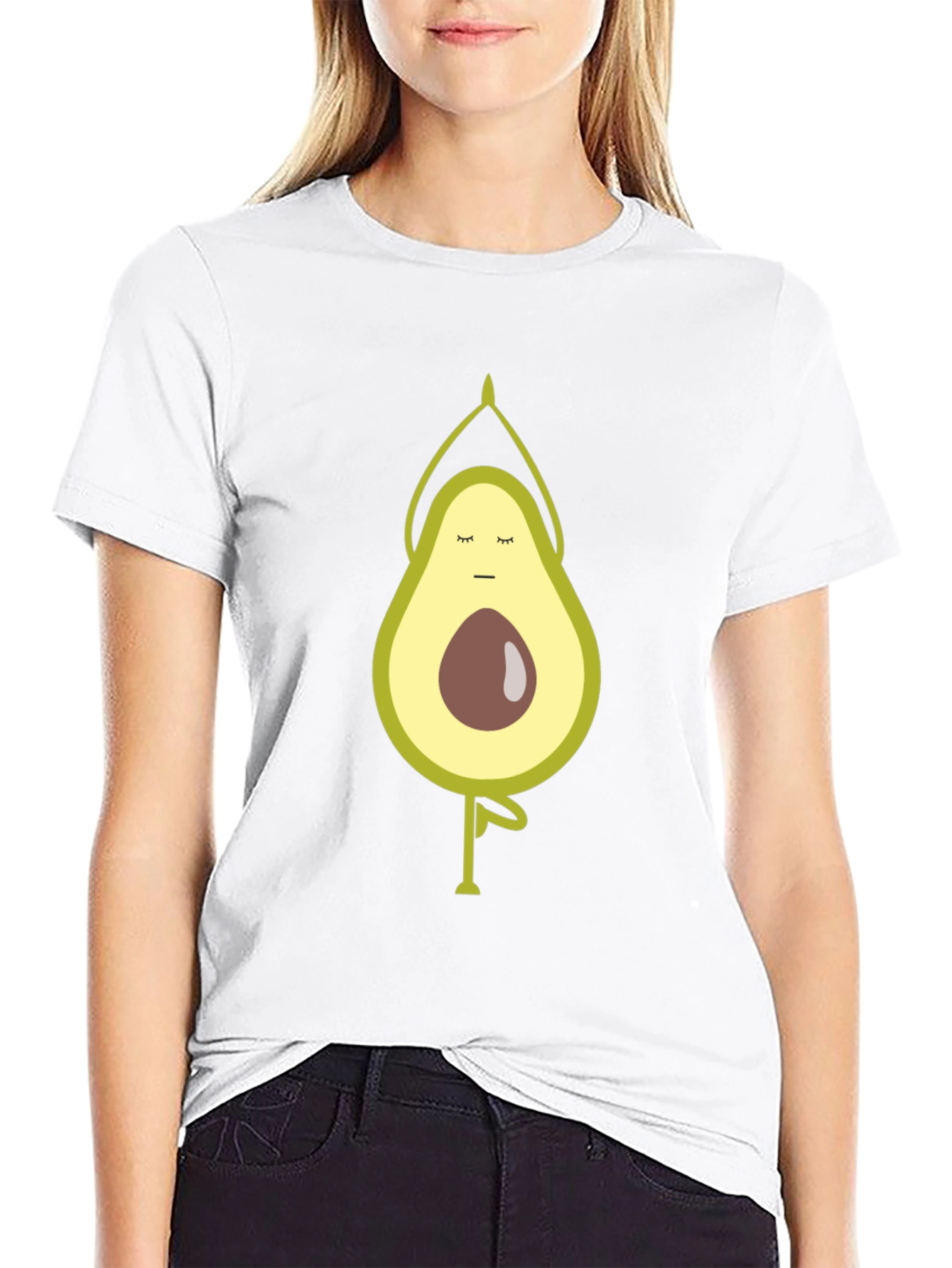 Yoga Avocado T-Shirt - Relaxed Fit Black Tee