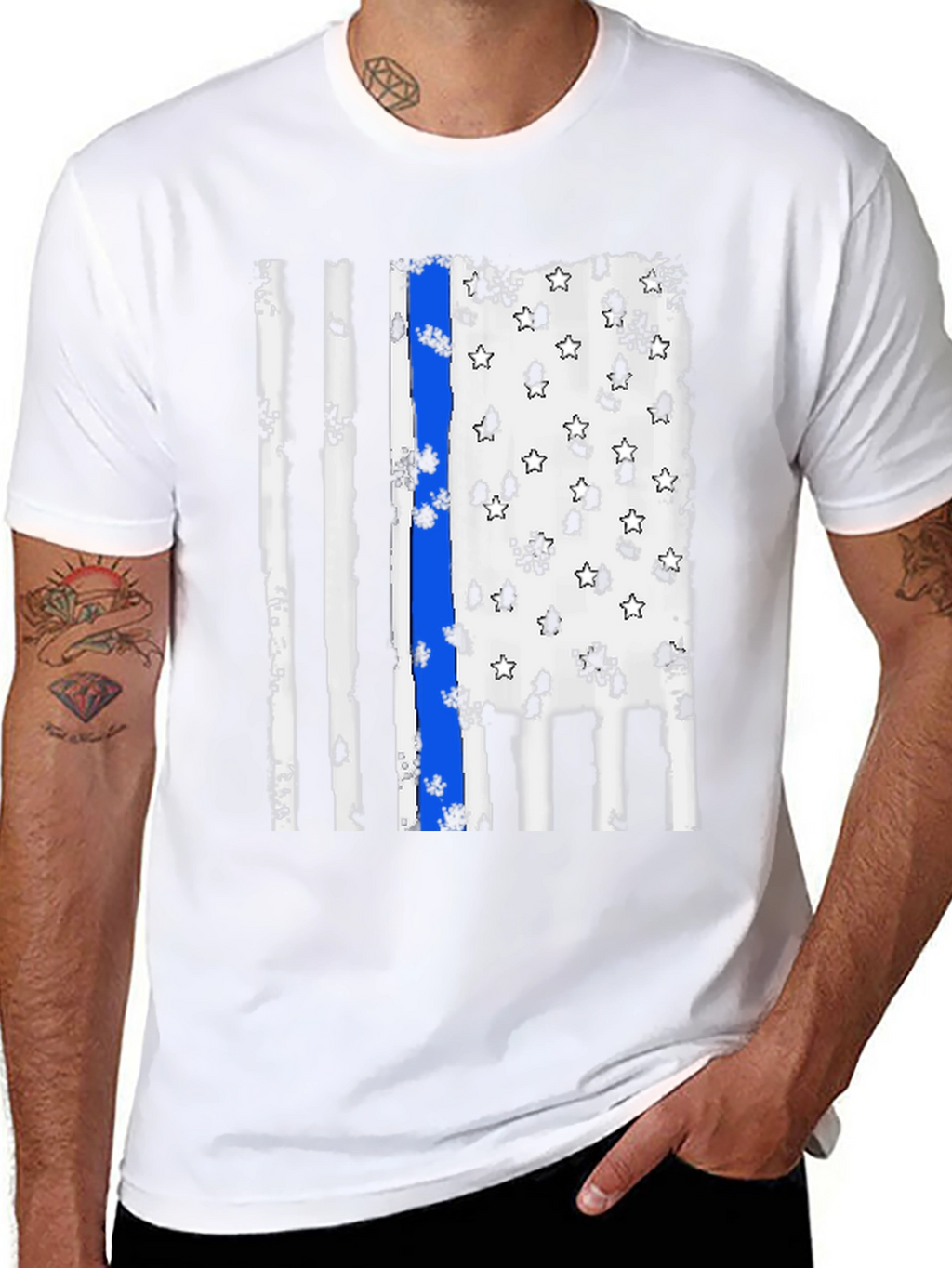 Thin Blue Line Flag Graphic Tee