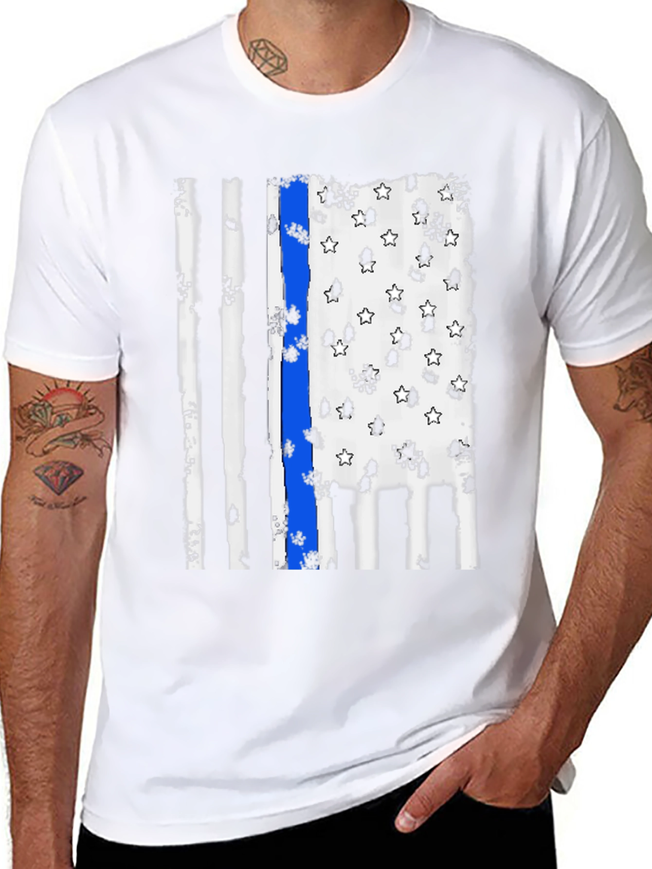 Thin Blue Line Flag Graphic Tee