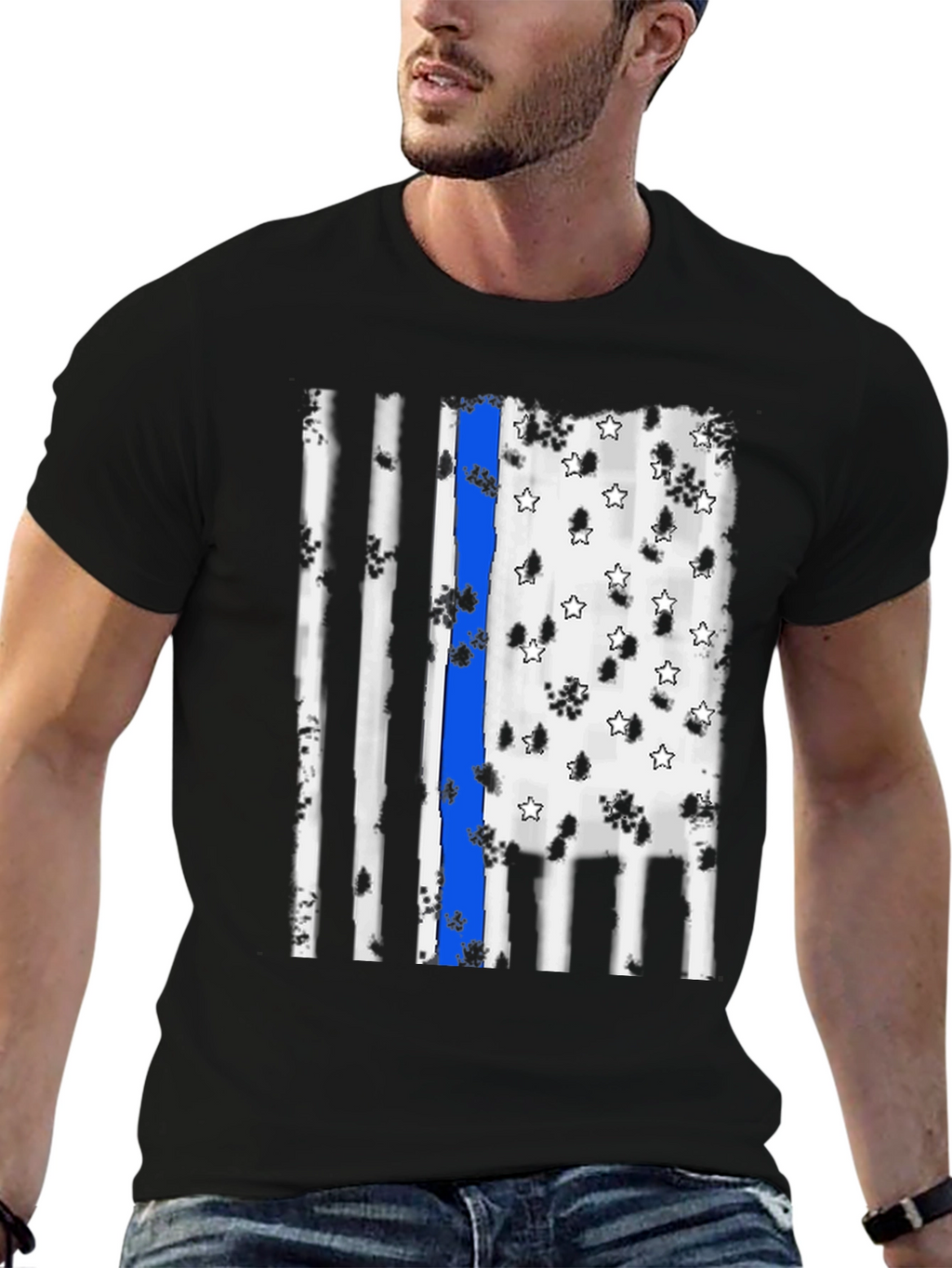 Thin Blue Line Flag Graphic Tee