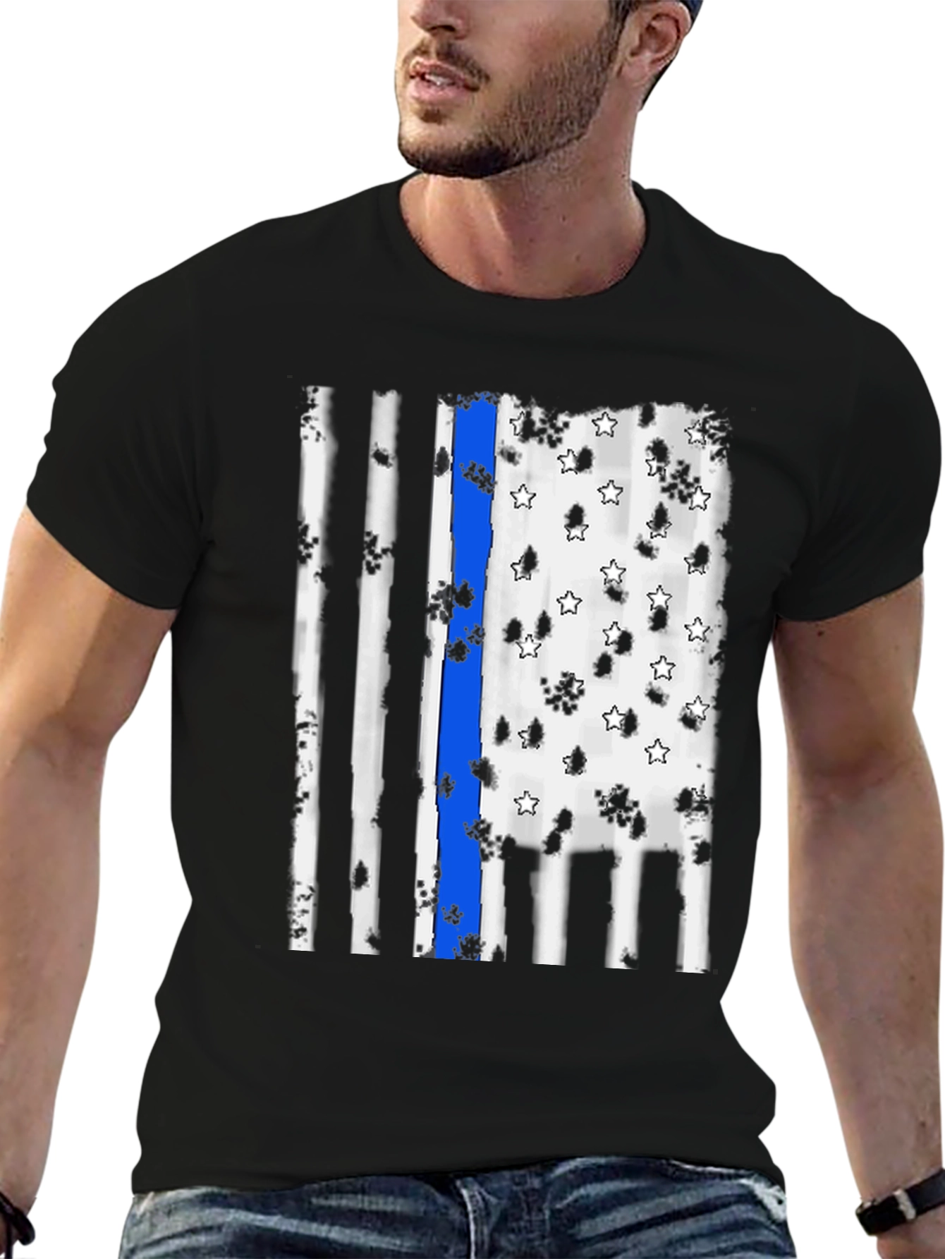 Thin Blue Line Flag Graphic Tee
