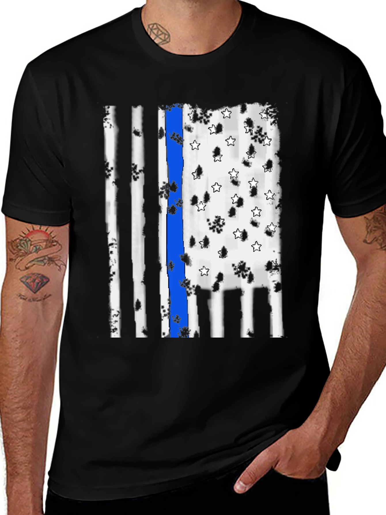 Thin Blue Line Flag Graphic Tee