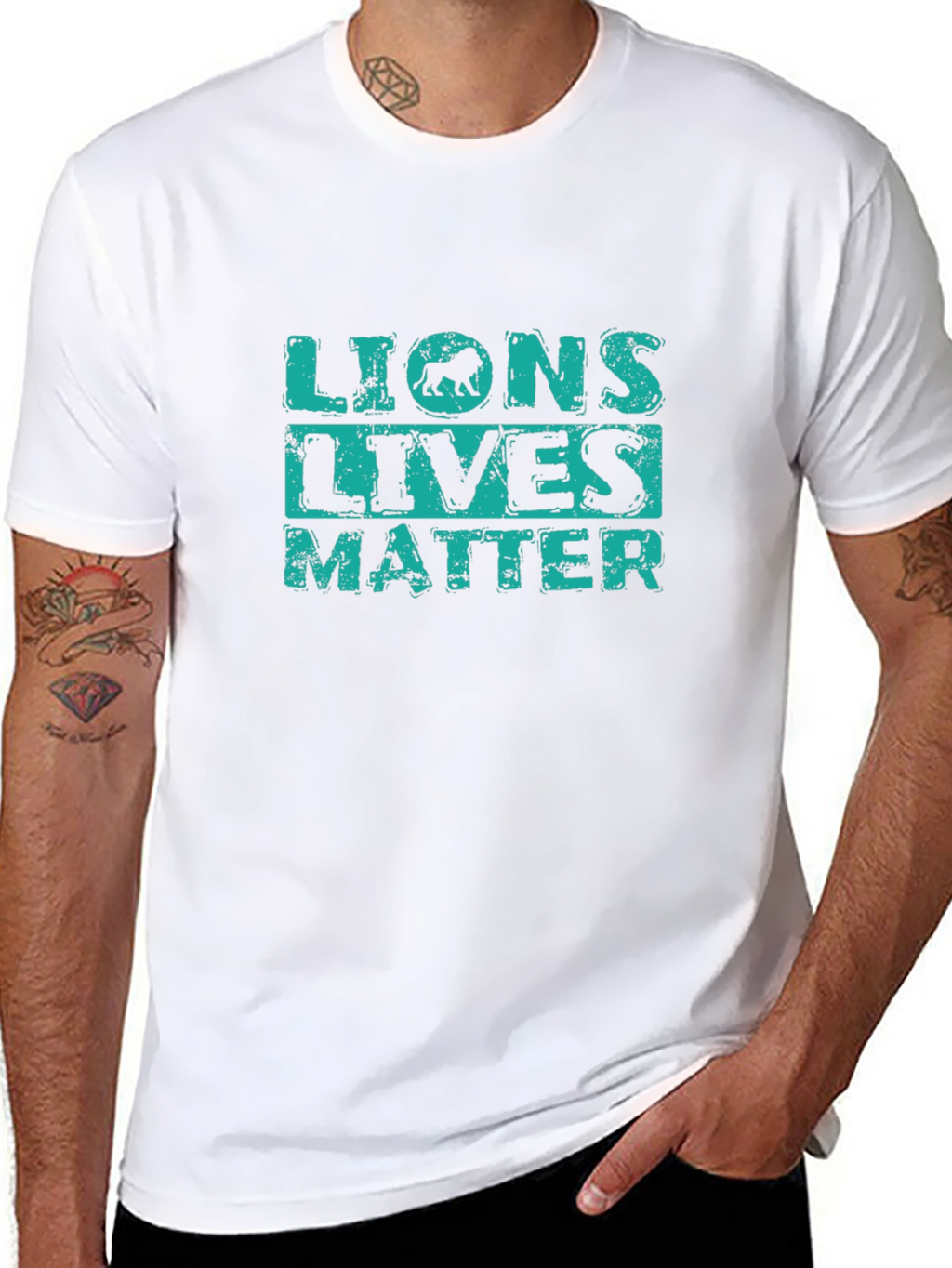 Lions Lives Matter Graphic Print Black T-Shirt