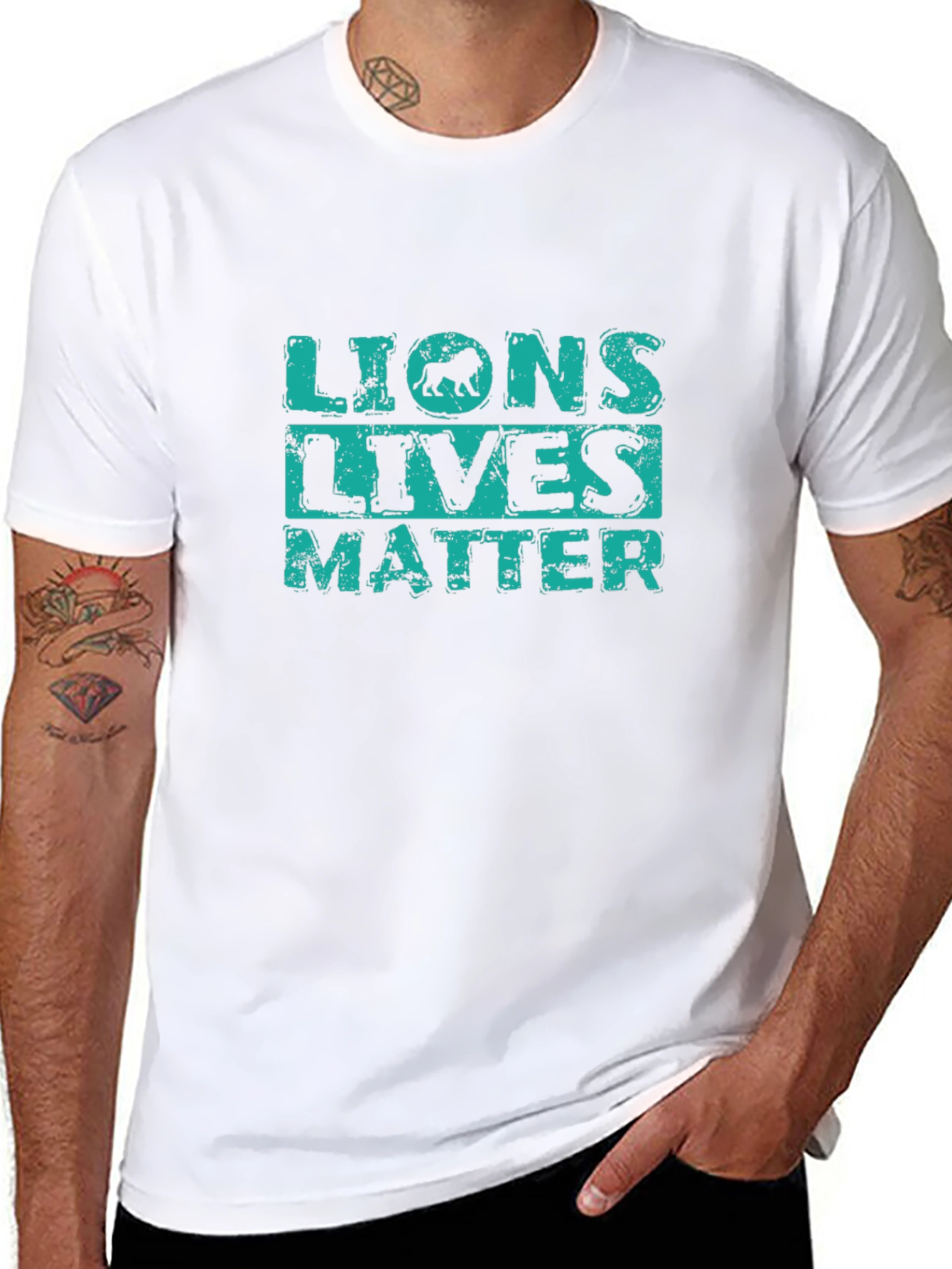 Lions Lives Matter Graphic Print Black T-Shirt