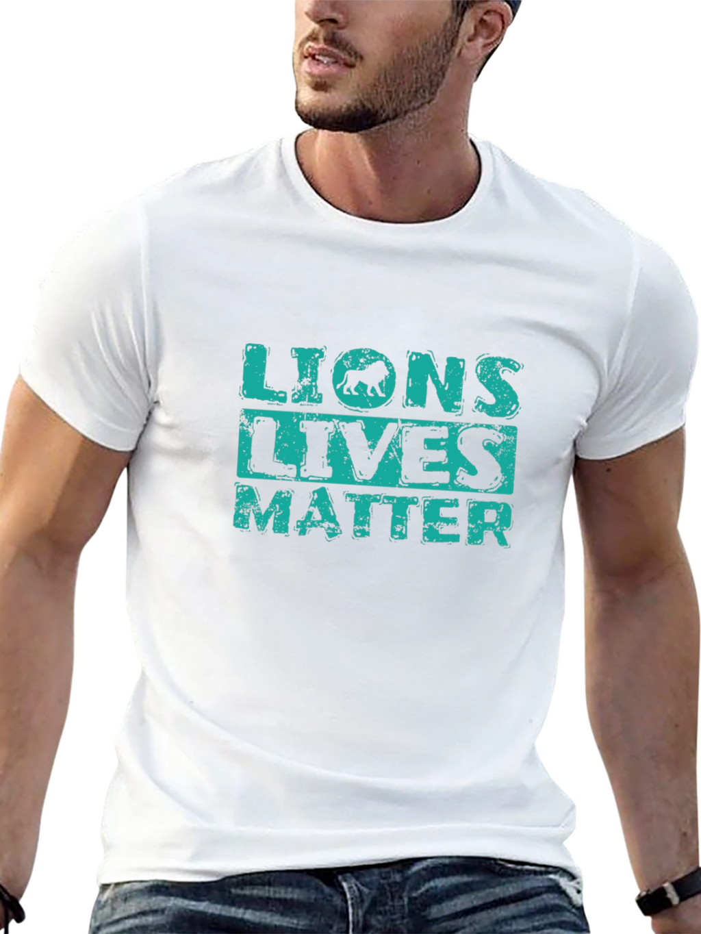 Lions Lives Matter Graphic Print Black T-Shirt