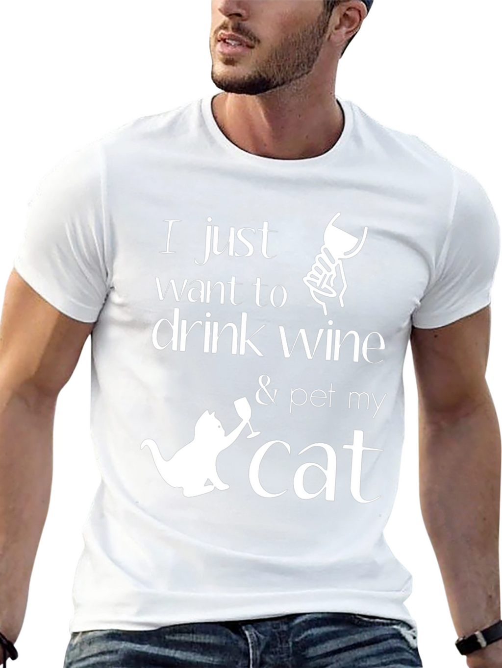 Drink Wine and Pet My Cat T-Shirt