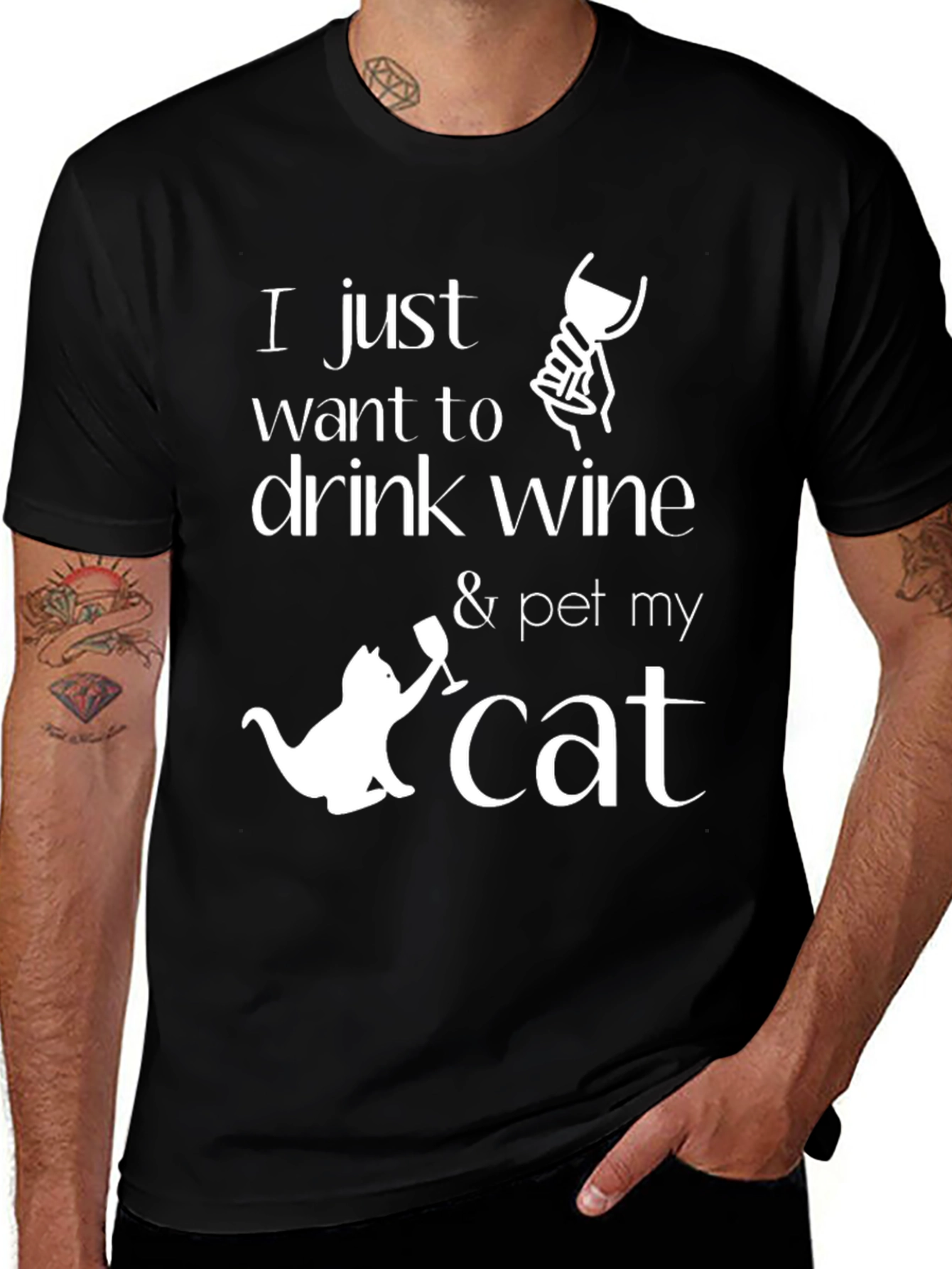 Drink Wine and Pet My Cat T-Shirt