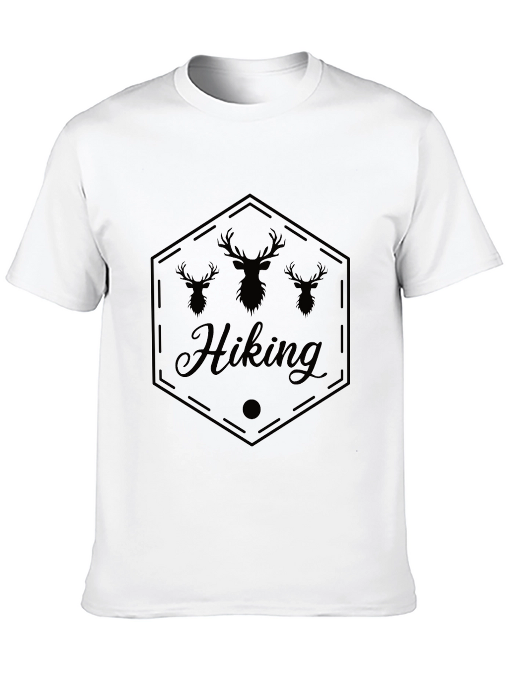 Hiking Deer Graphic Tee - Black Casual Shirt