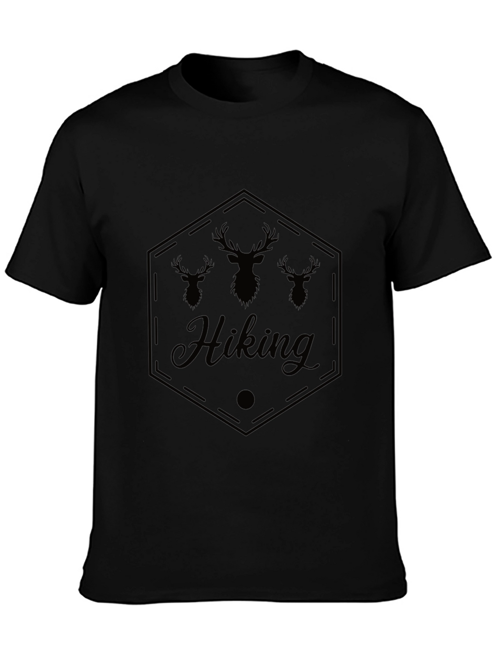 Hiking Deer Graphic Tee - Black Casual Shirt