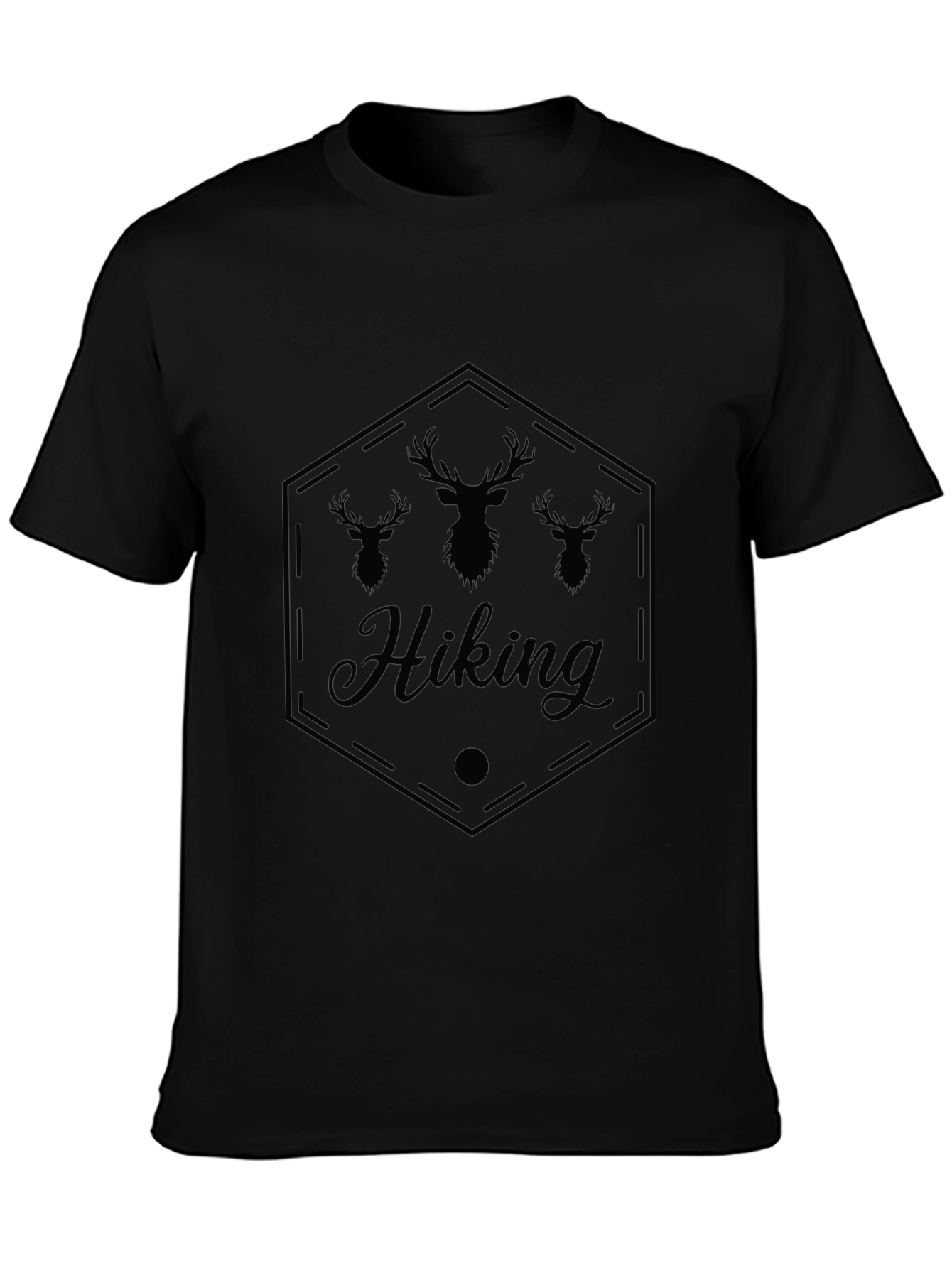 Hiking Deer Graphic Tee - Black Casual Shirt