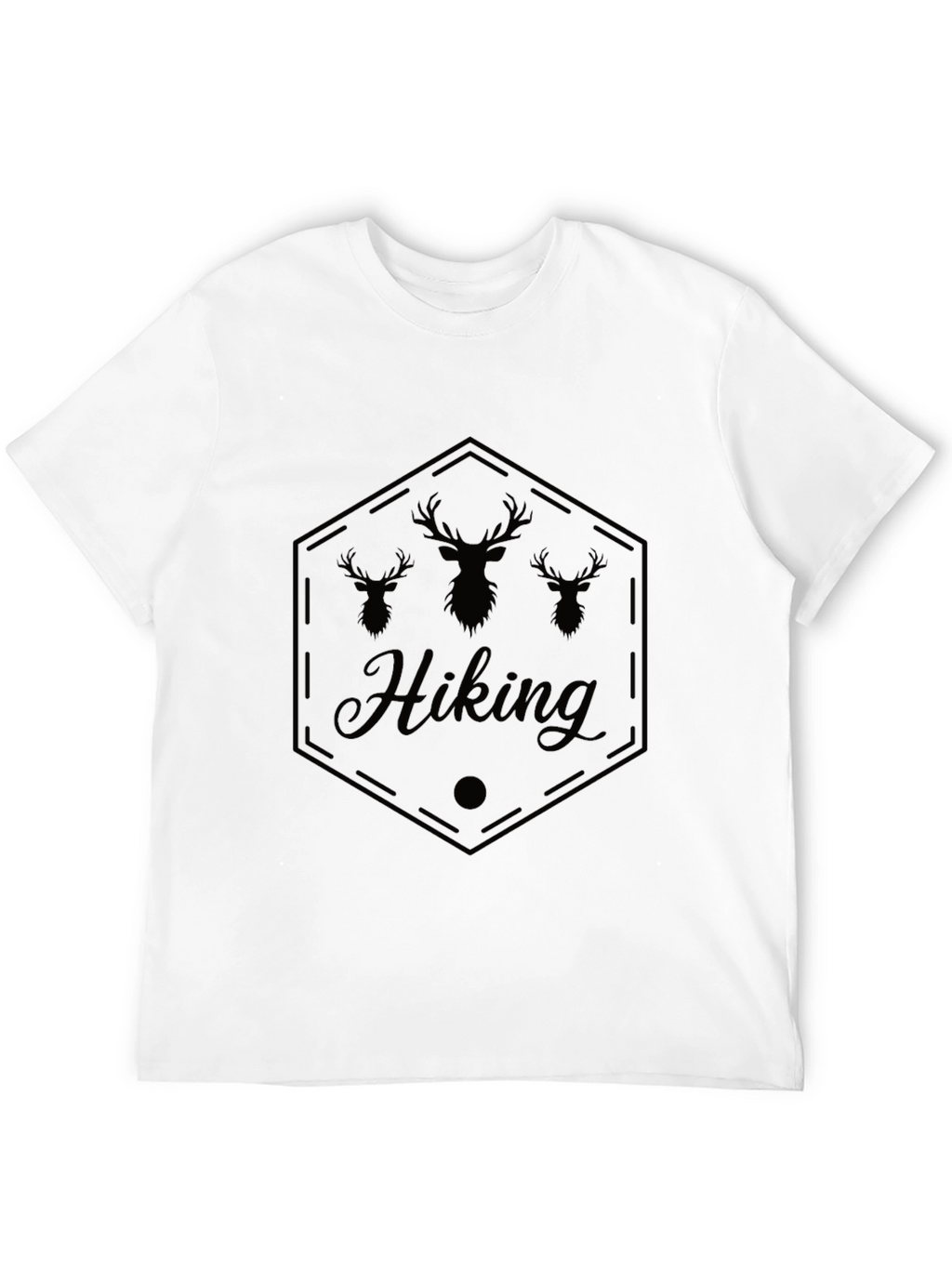 Hiking Deer Graphic Tee - Black Casual Shirt