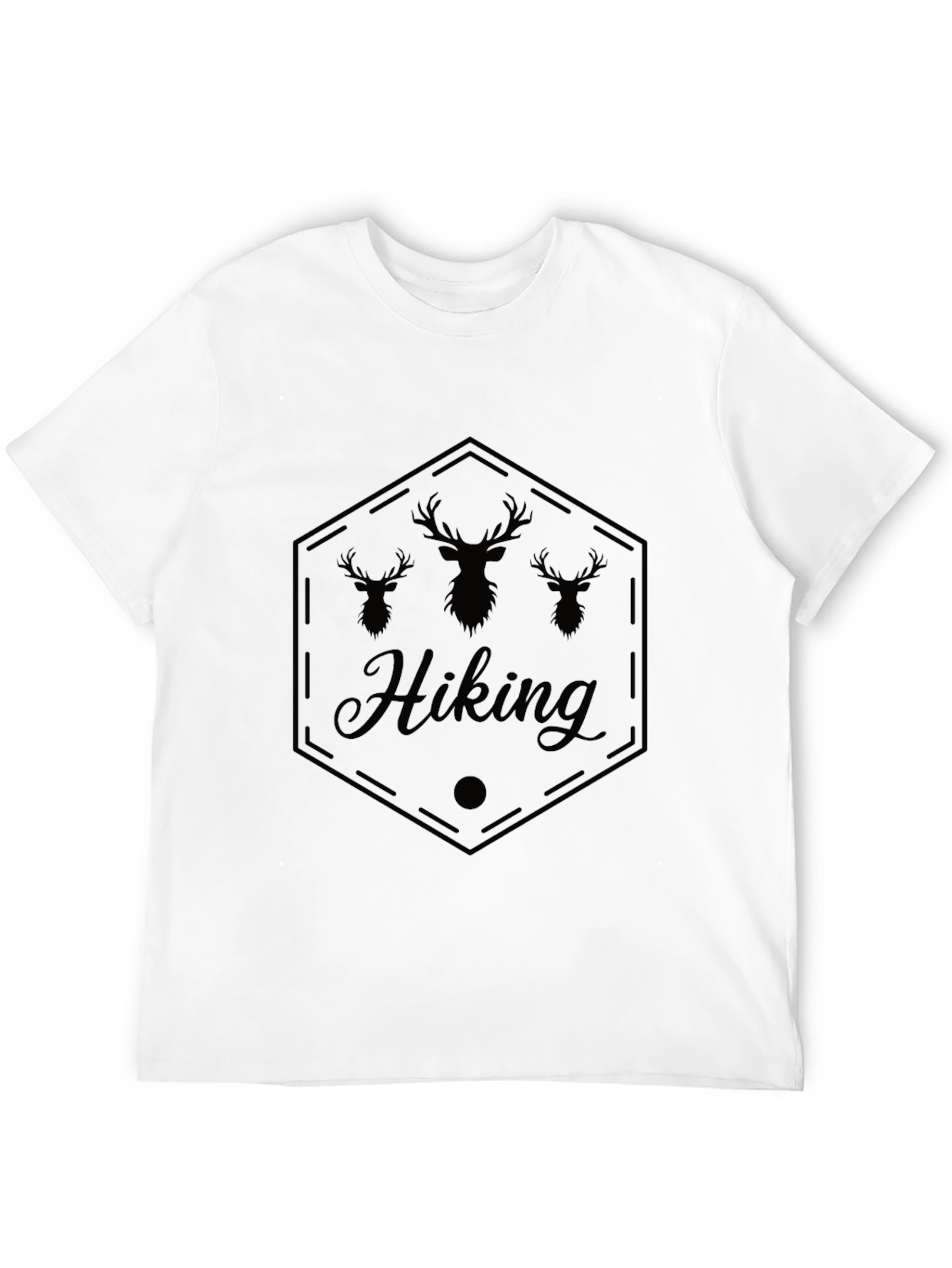 Hiking Deer Graphic Tee - Black Casual Shirt