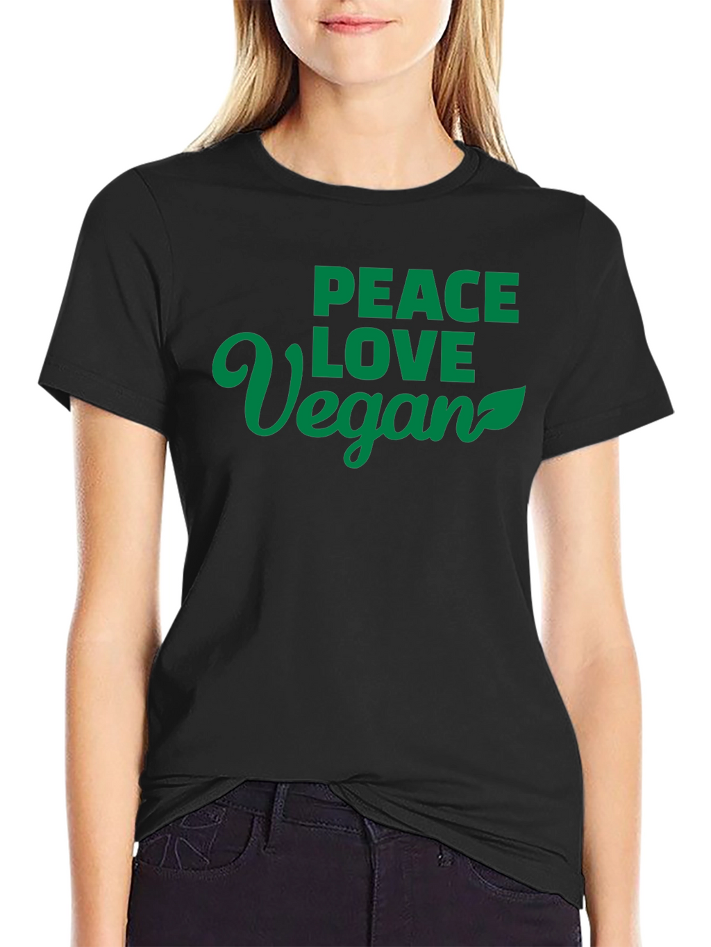 Peace Love Vegan Black T-Shirt