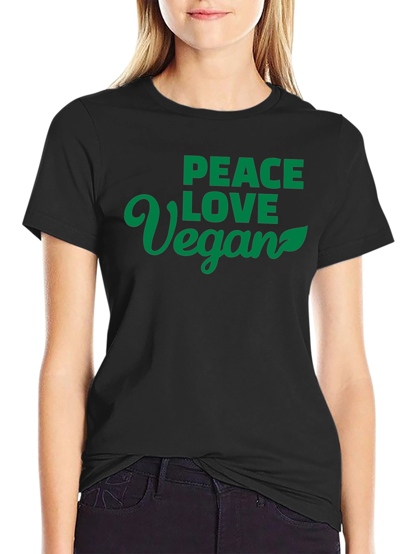 Peace Love Vegan Black T-Shirt