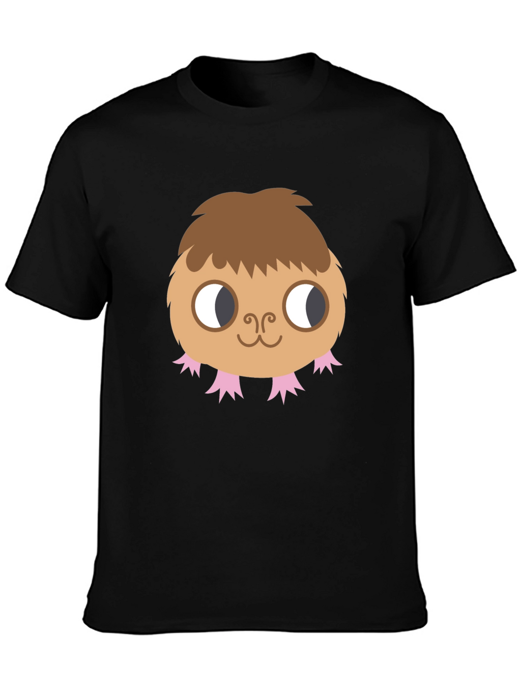 Cute Monster Graphic Tee - Black Cotton T-Shirt