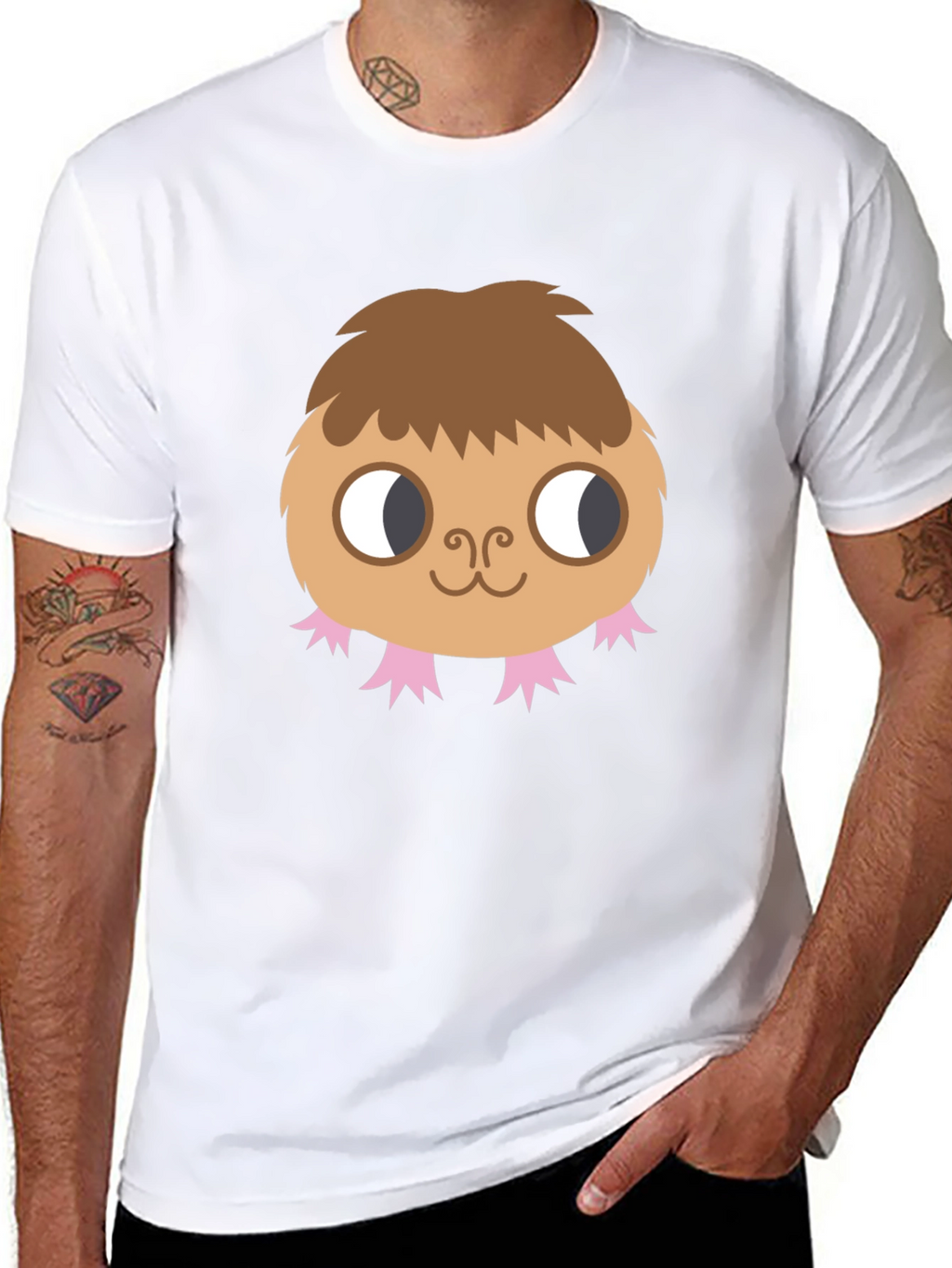 Cute Monster Graphic Tee - Black Cotton T-Shirt
