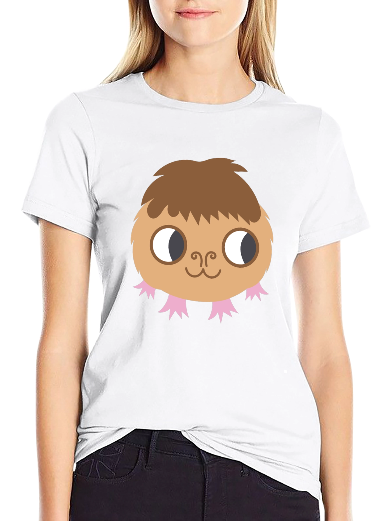 Cute Monster Graphic Tee - Black Cotton T-Shirt