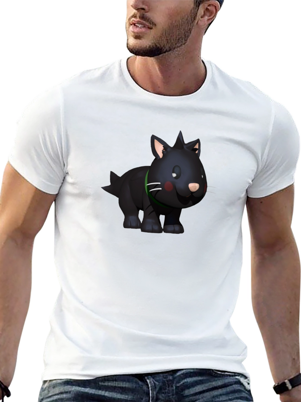 Cartoon Animal Graphic Tee - Black Casual T-Shirt