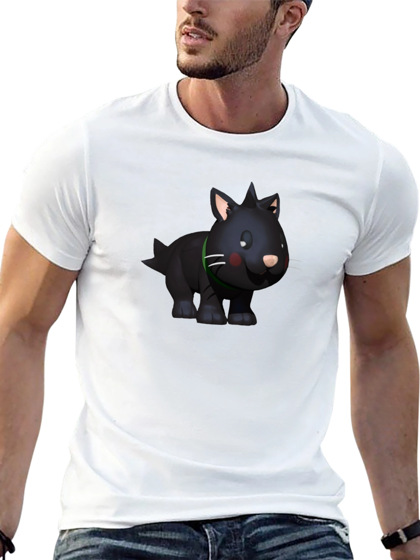 Cartoon Animal Graphic Tee - Black Casual T-Shirt