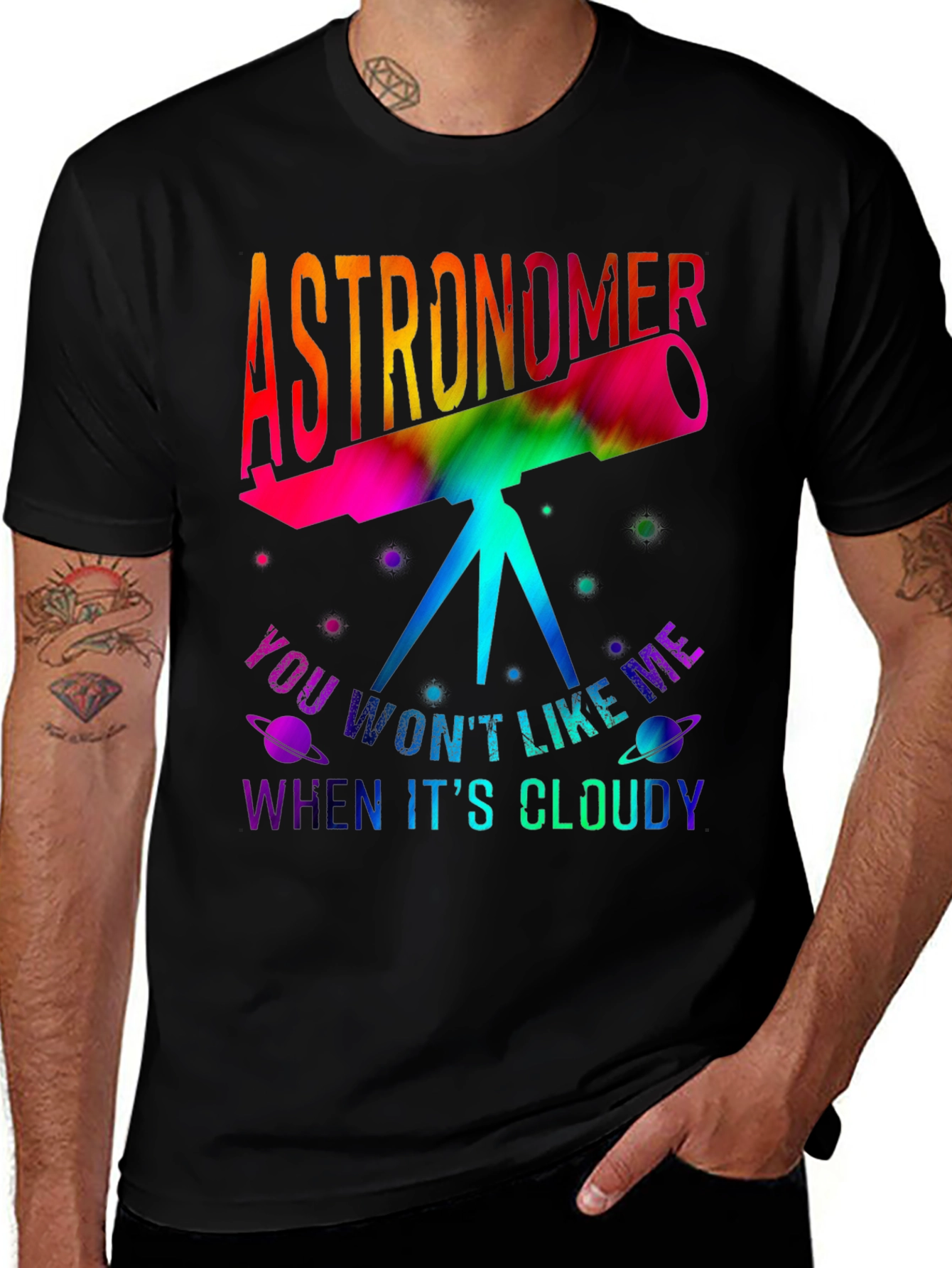 Astronomer Tie Dye Telescope Graphic T-Shirt