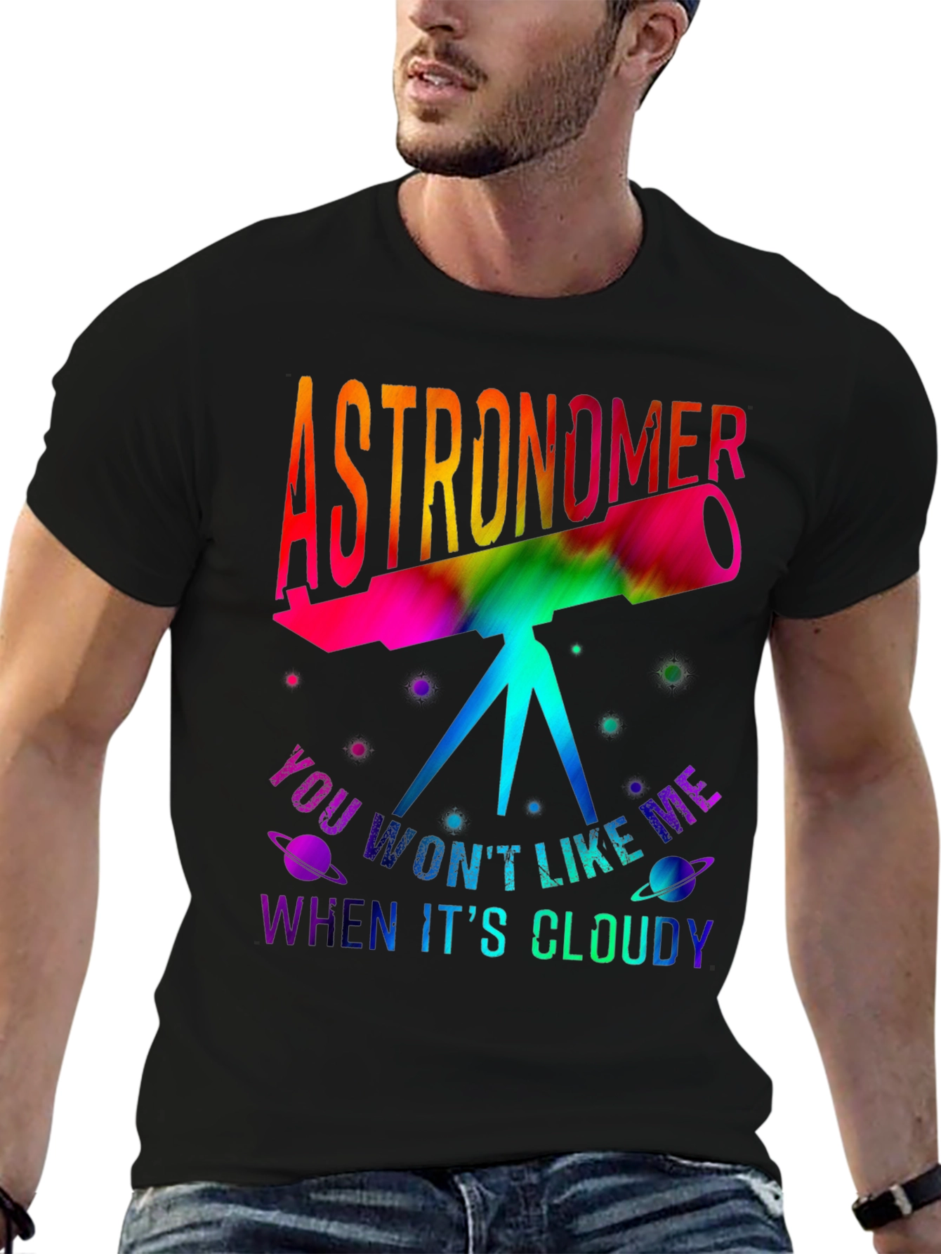 Astronomer Tie Dye Telescope Graphic T-Shirt