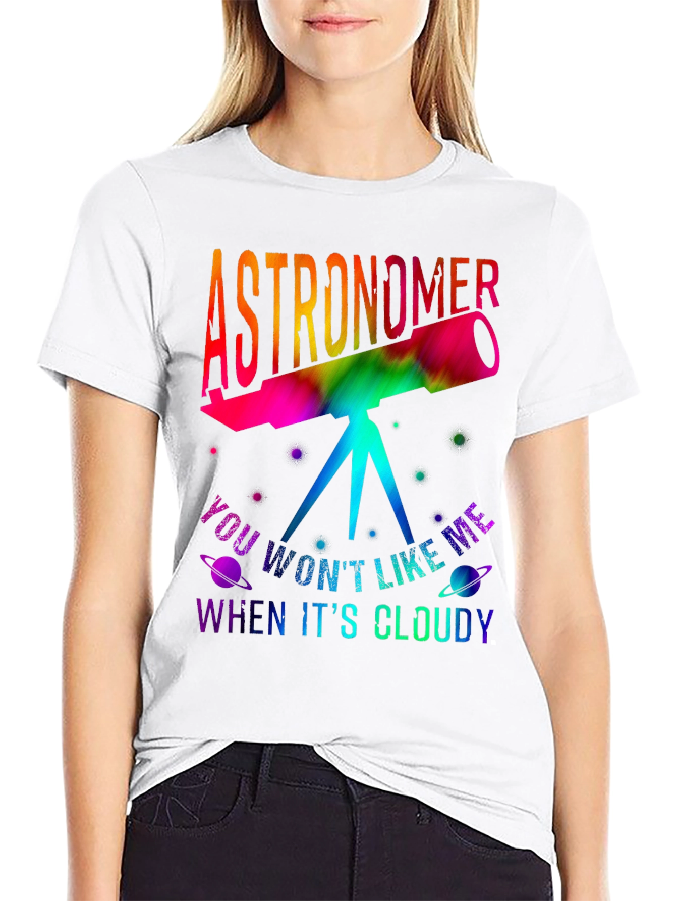 Astronomer Tie Dye Telescope Graphic T-Shirt