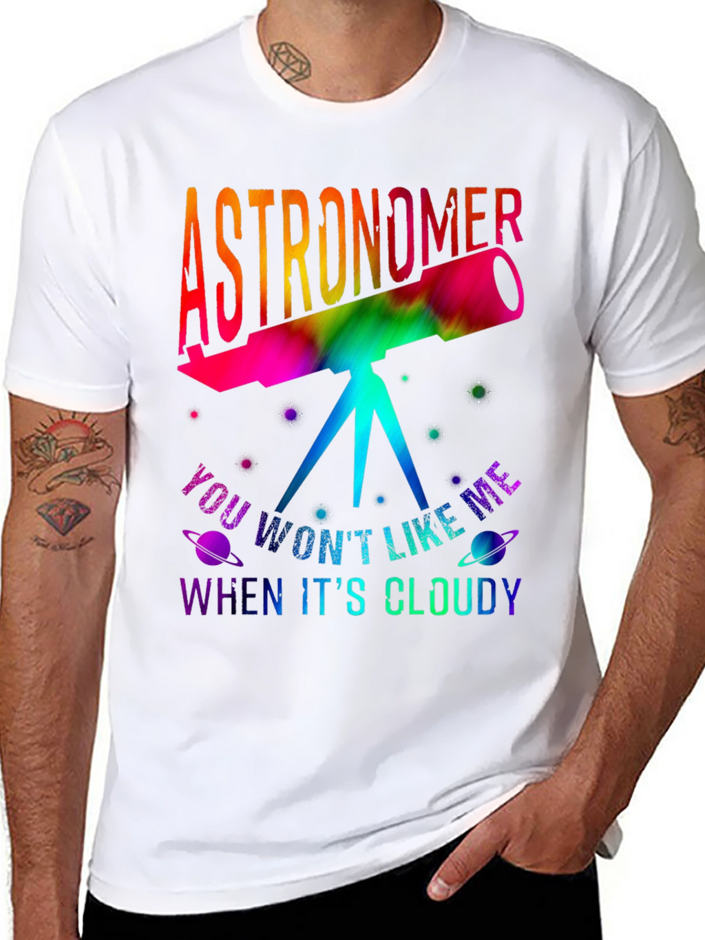 Astronomer Tie Dye Telescope Graphic T-Shirt
