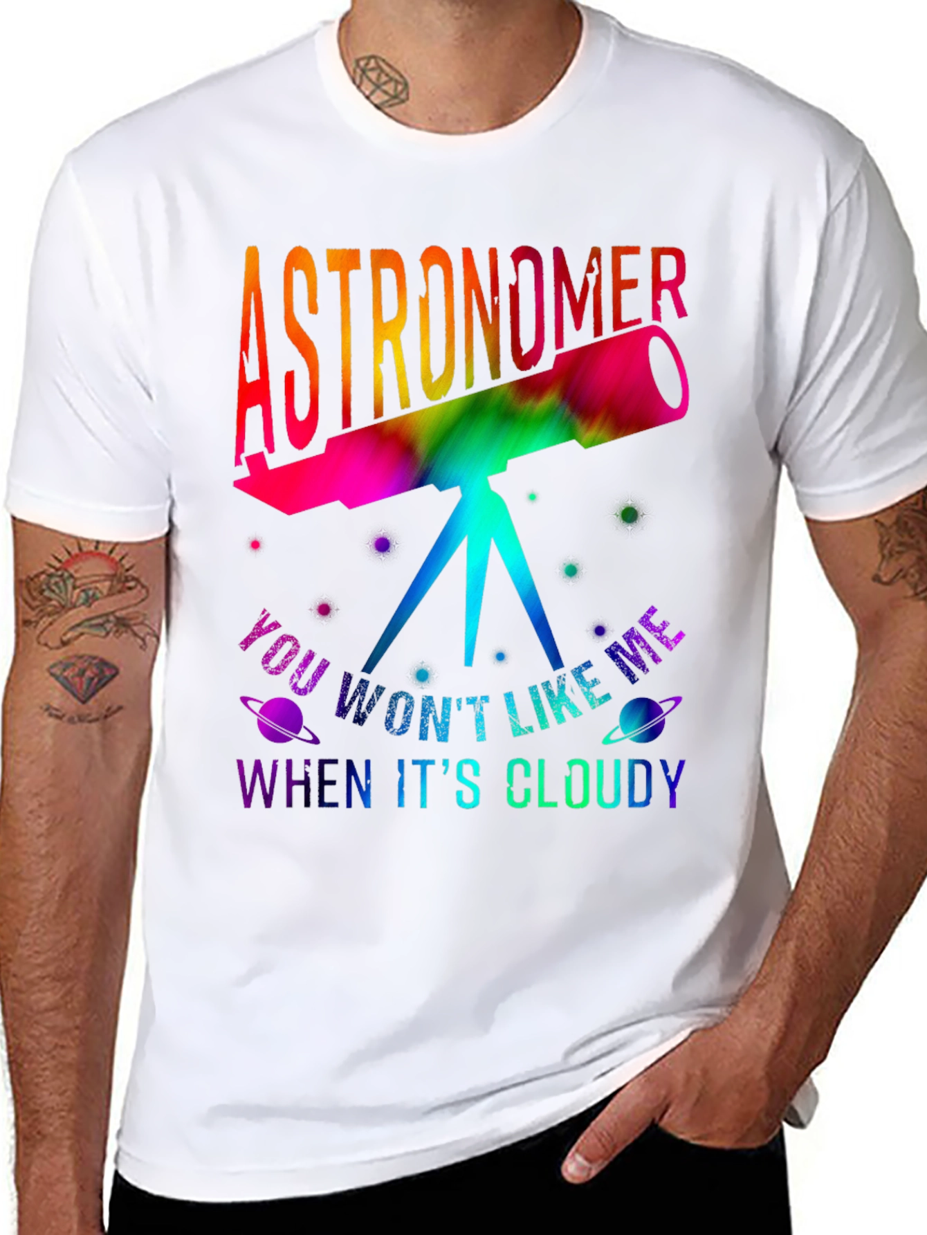 Astronomer Tie Dye Telescope Graphic T-Shirt
