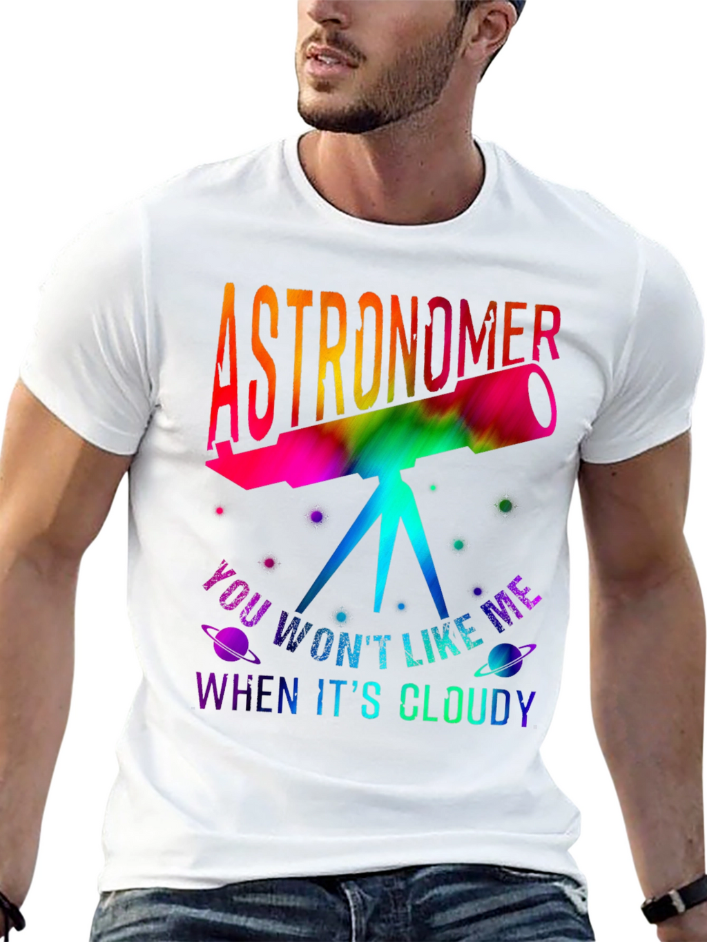 Astronomer Tie Dye Telescope Graphic T-Shirt