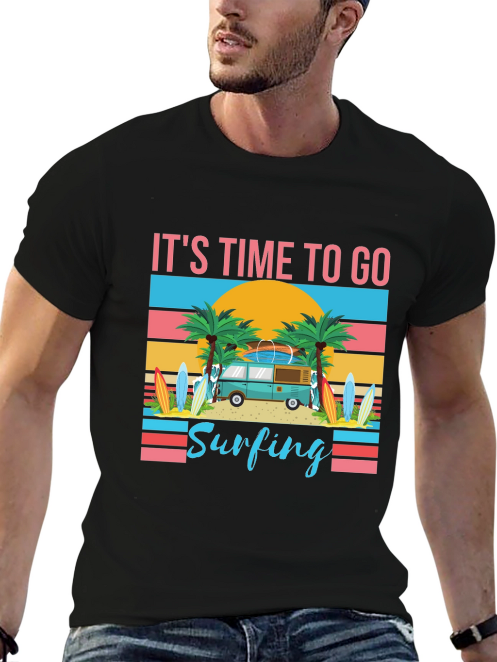 Its Time To Go Surfing Graphic Tee