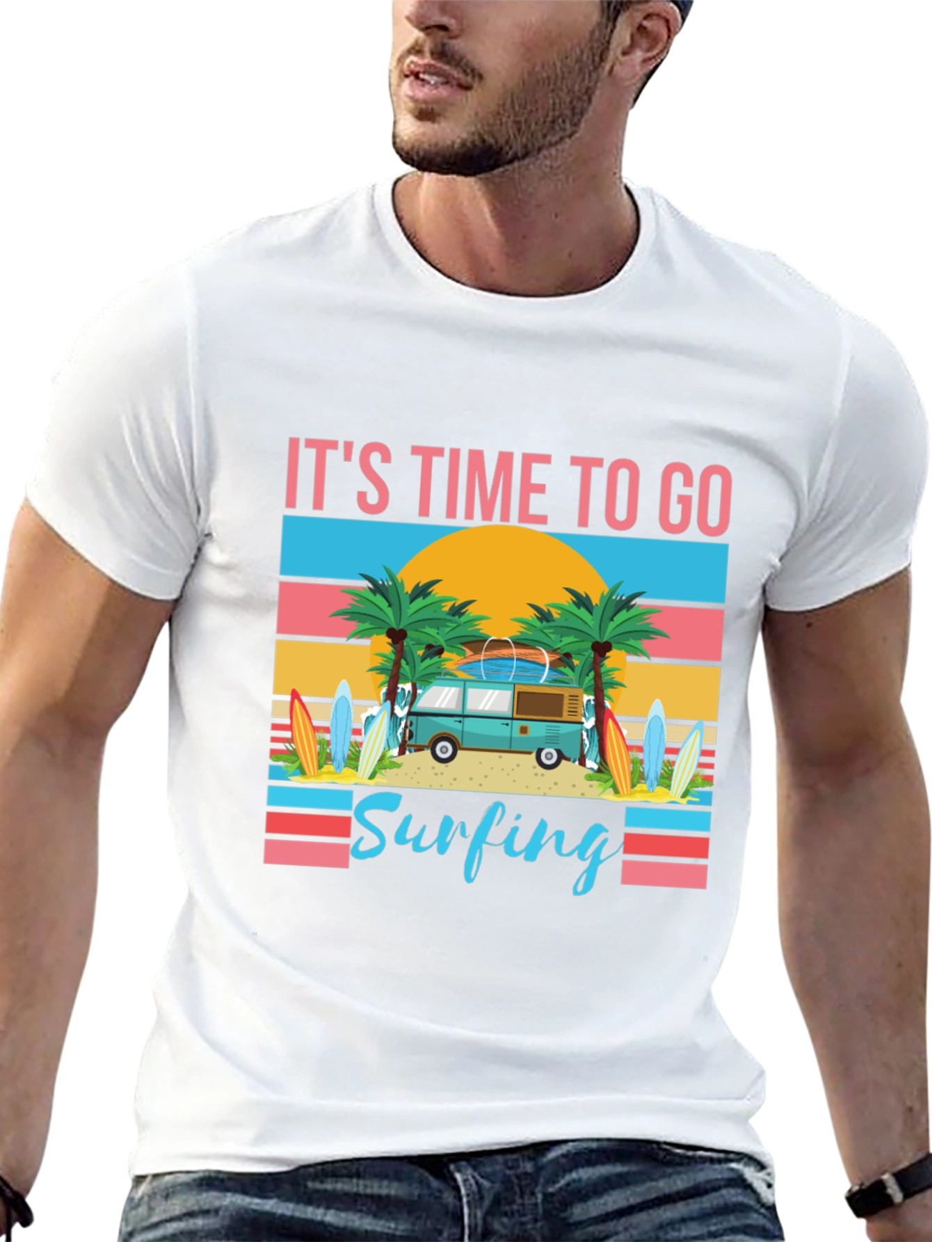 Its Time To Go Surfing Graphic Tee