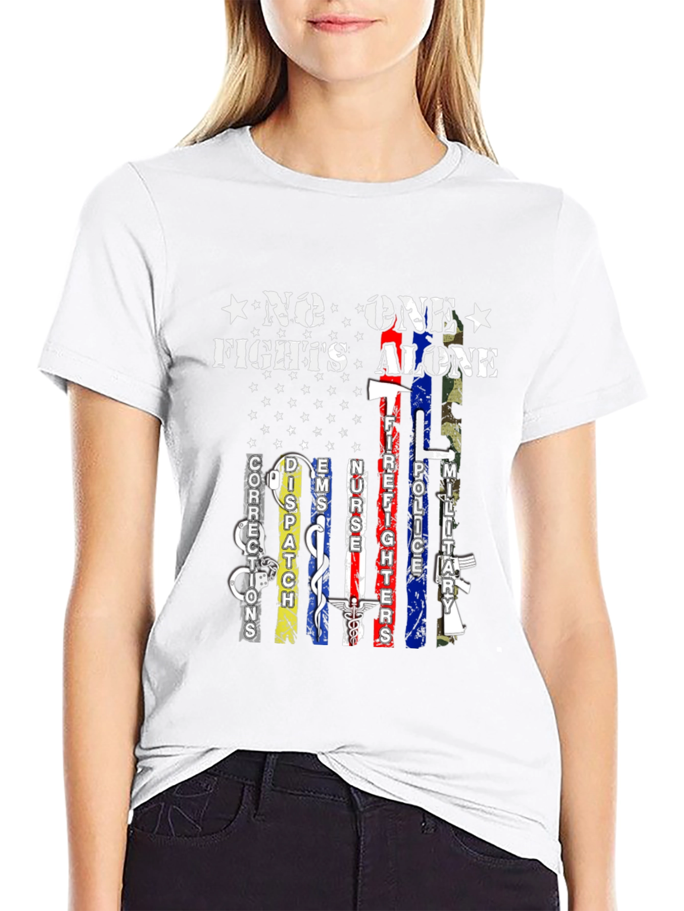 No One Fights Alone T-Shirt First Responders