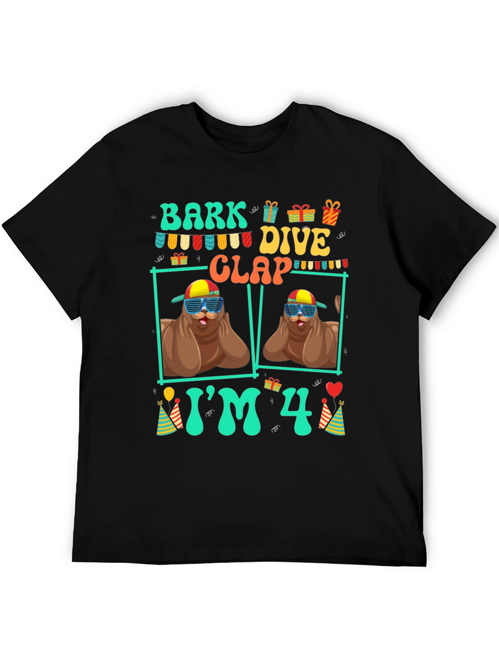 Bark Dive Clap Im 4 Birthday T-Shirt
