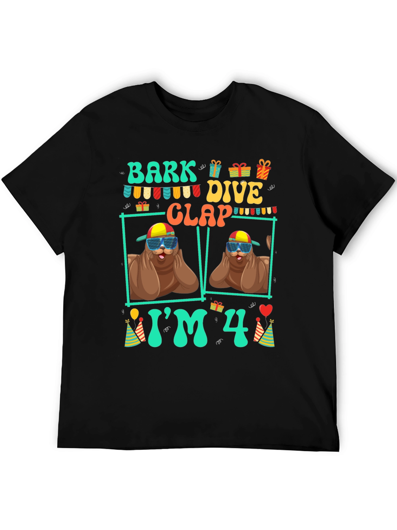 Bark Dive Clap Im 4 Birthday T-Shirt
