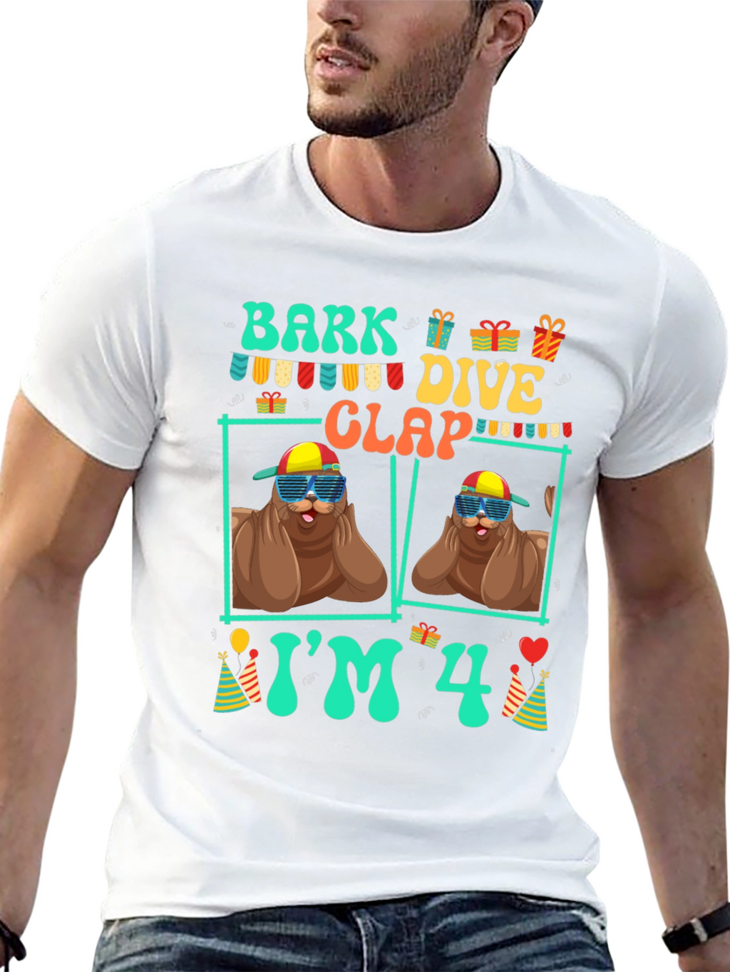 Bark Dive Clap Im 4 Birthday T-Shirt