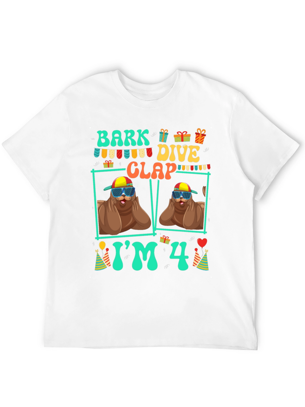 Bark Dive Clap Im 4 Birthday T-Shirt