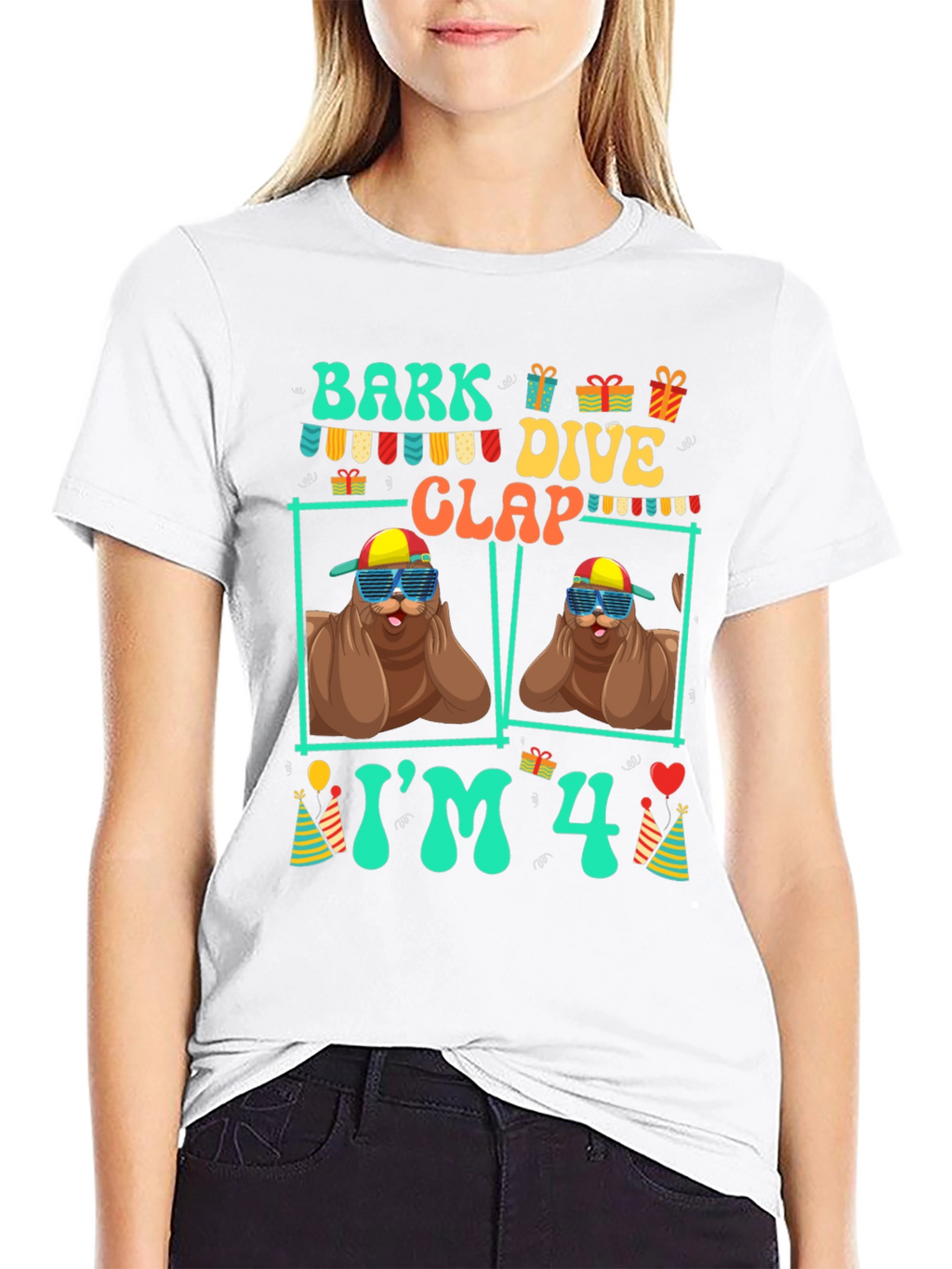 Bark Dive Clap Im 4 Birthday T-Shirt