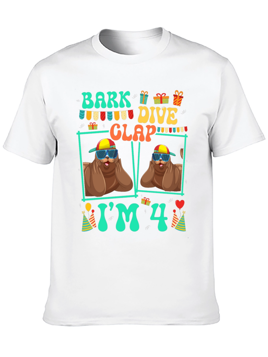 Bark Dive Clap Im 4 Birthday T-Shirt