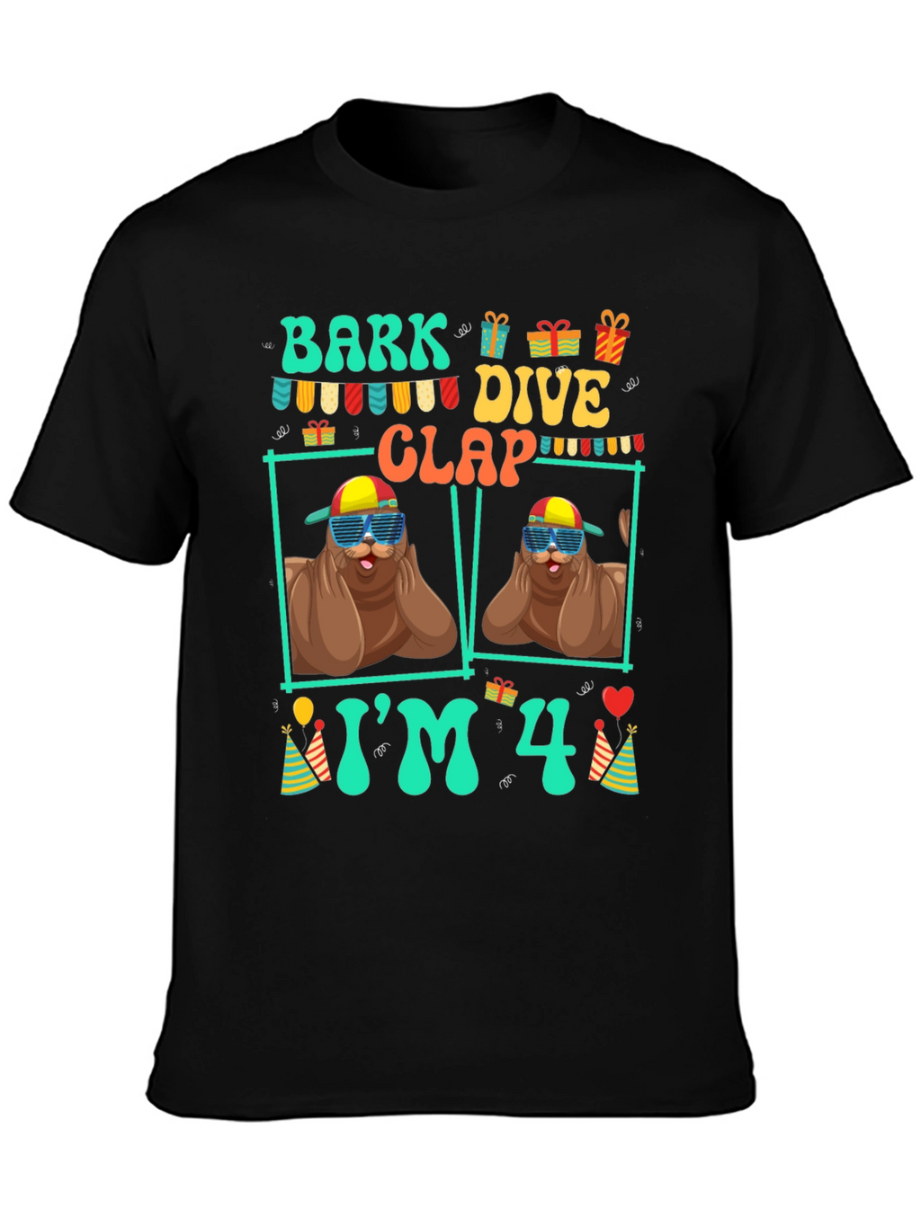 Bark Dive Clap Im 4 Birthday T-Shirt