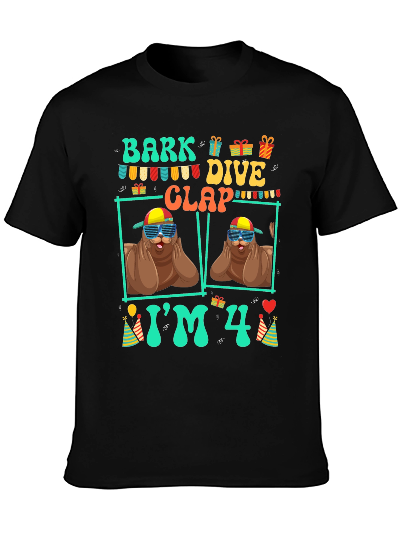 Bark Dive Clap Im 4 Birthday T-Shirt