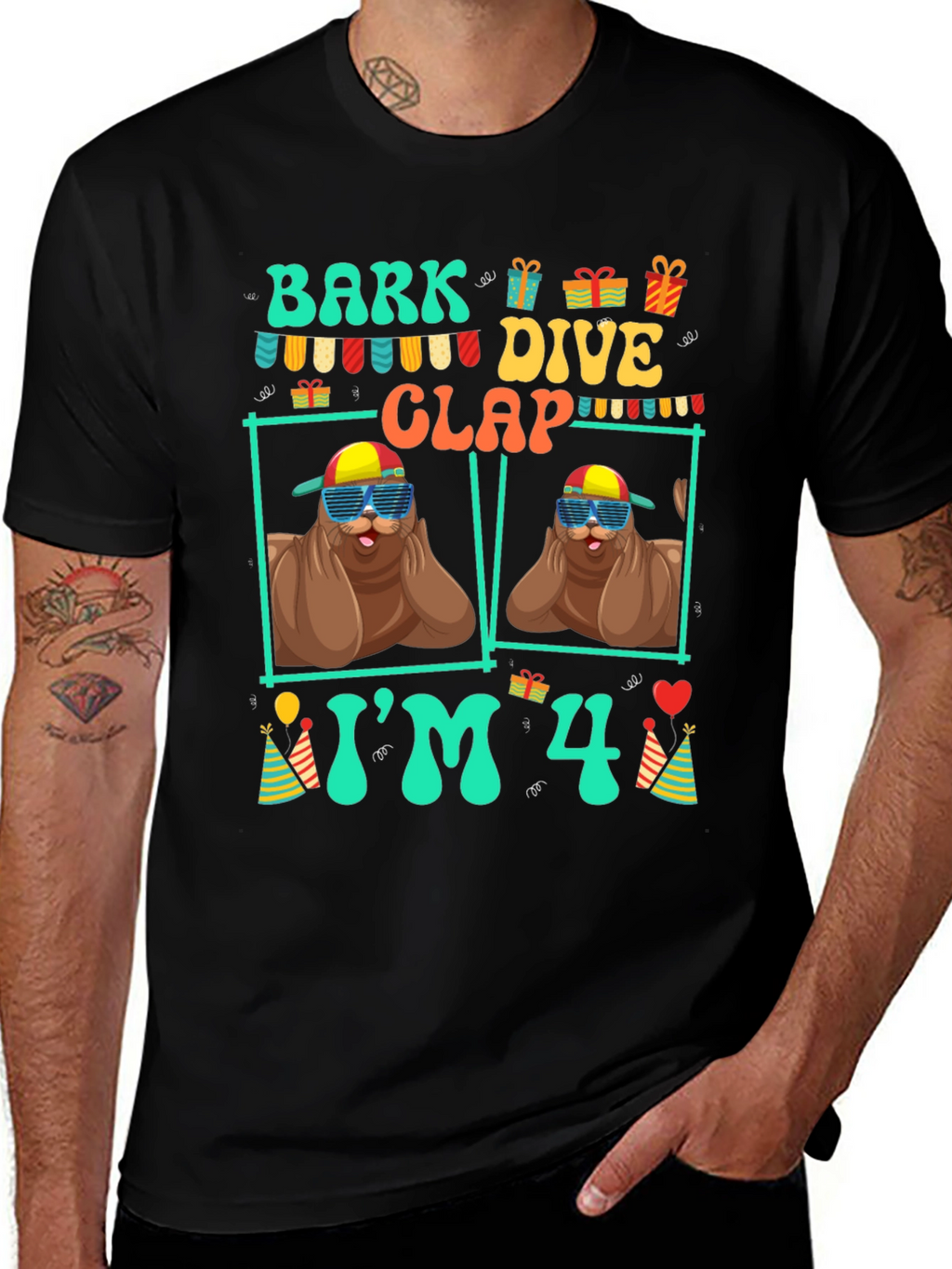 Bark Dive Clap Im 4 Birthday T-Shirt