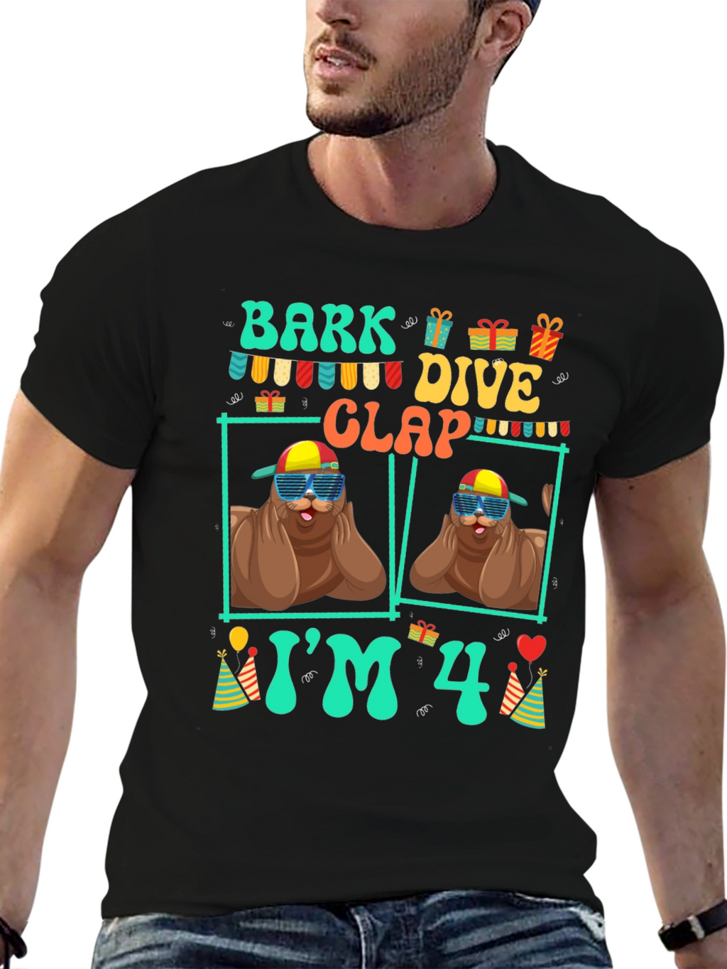 Bark Dive Clap Im 4 Birthday T-Shirt