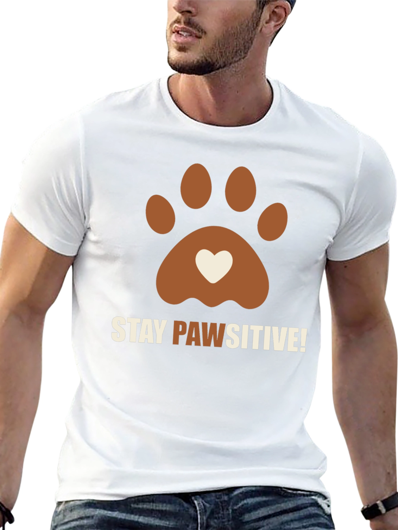 Stay Pawsitive Graphic Tee Dog Lover Shirt