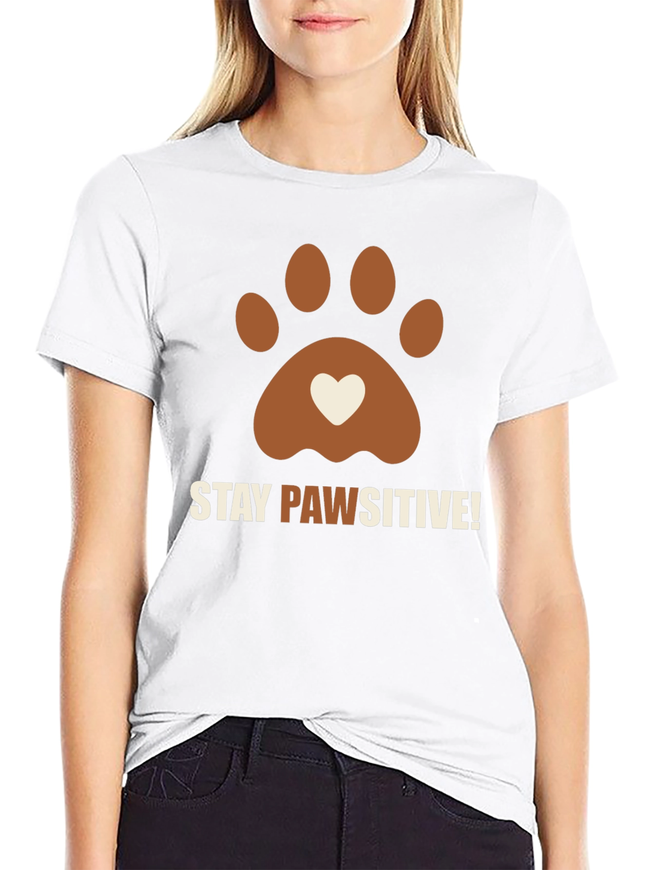 Stay Pawsitive Graphic Tee Dog Lover Shirt